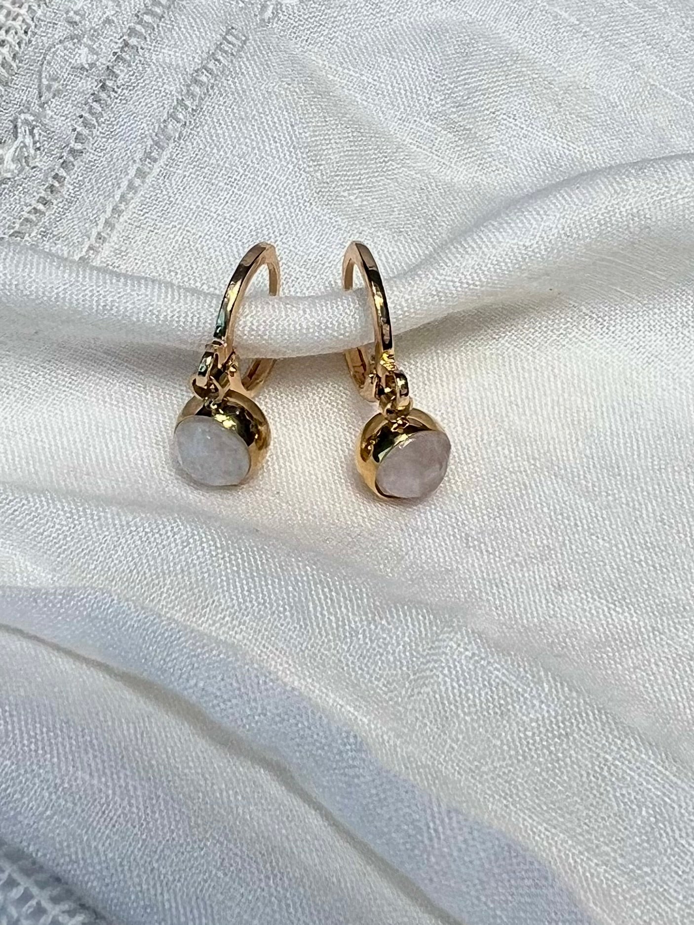 Gold Huggie Hoops, Gemstone Charm Earrings, Cute Huggies, Dainty Hoops, Gold Dainty Hoop Earrings, Leverback Earrings, Handmade Jewelry