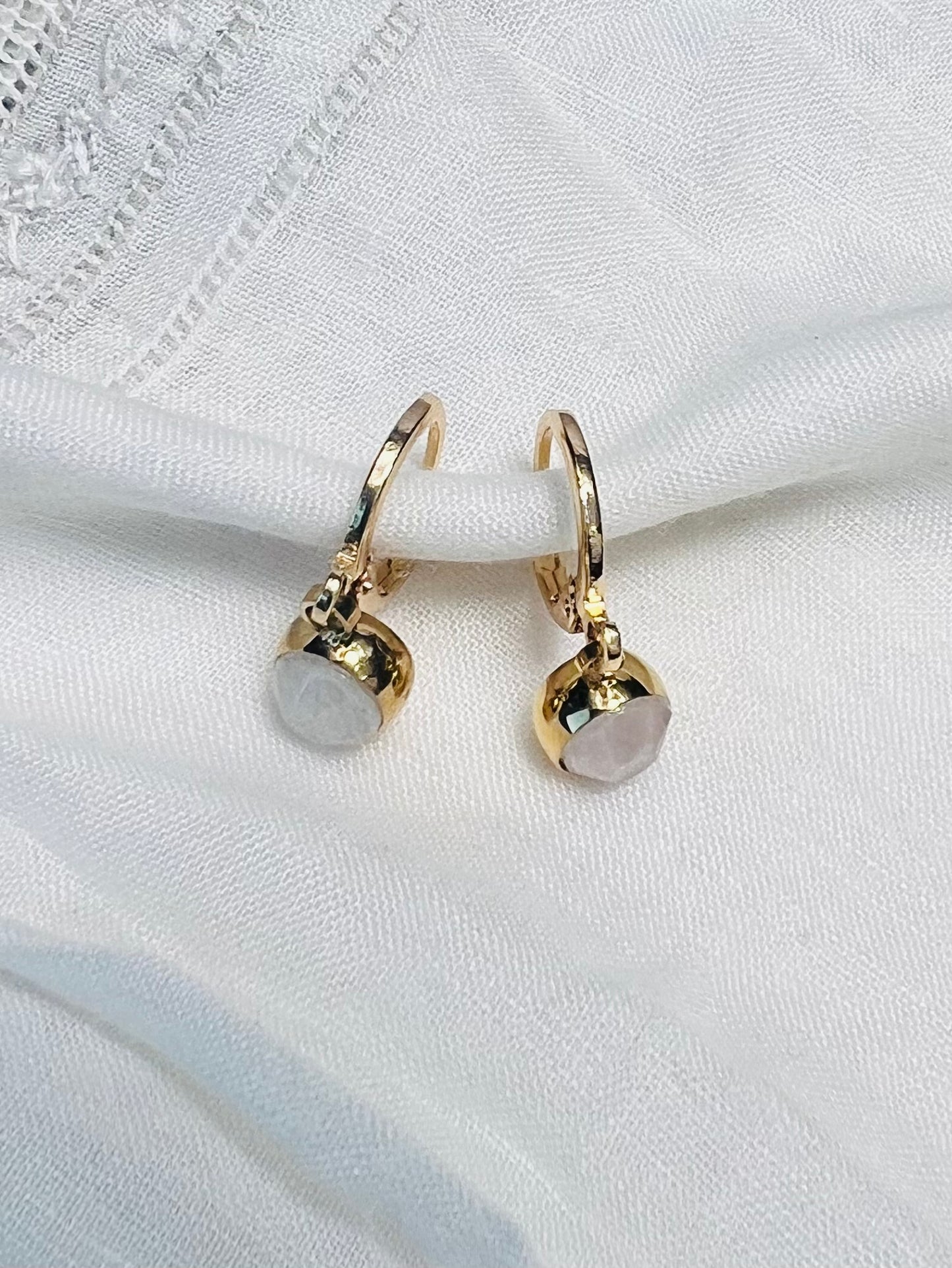 Gold Huggie Hoops, Gemstone Charm Earrings, Cute Huggies, Dainty Hoops, Gold Dainty Hoop Earrings, Leverback Earrings, Handmade Jewelry