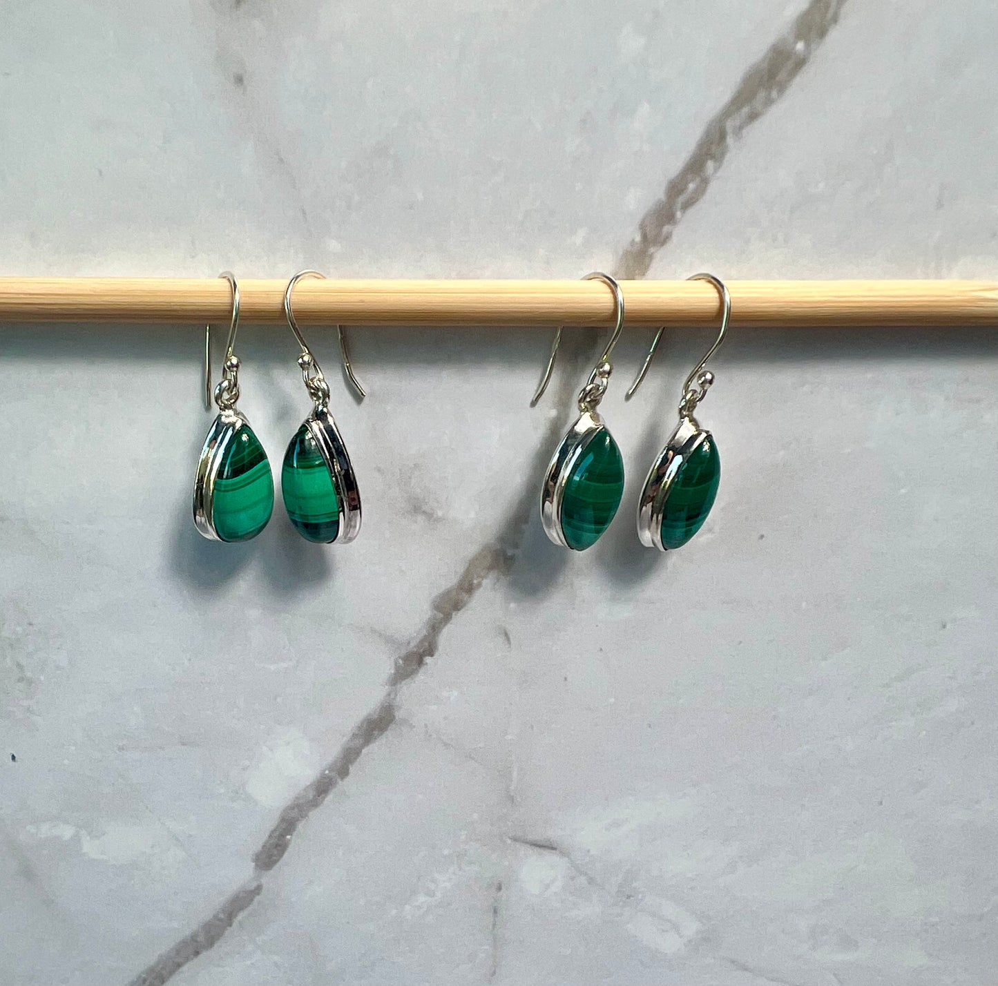 Handcrafted Sterling Silver Malachite Earrings - Jade Bear Gems