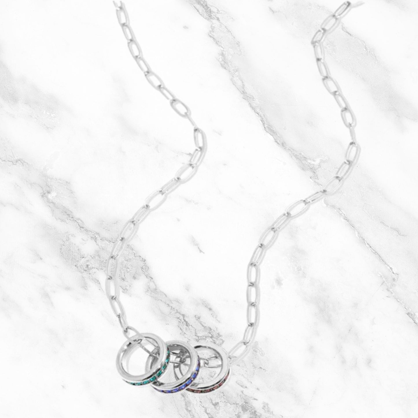 Birthstone Necklace, Personalized Eternity Charms Necklace, Gemstone Birth Month Necklace - Jade Bear Gems