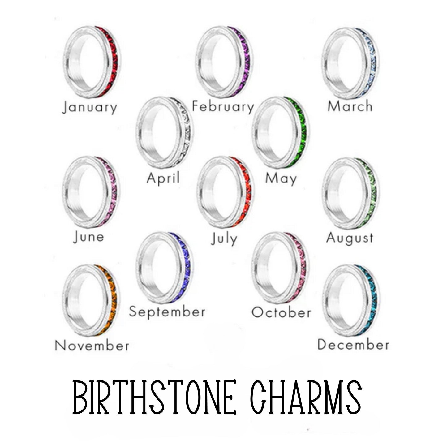 Birthstone Necklace, Personalized Eternity Charms Necklace, Gemstone Birth Month Necklace - Jade Bear Gems