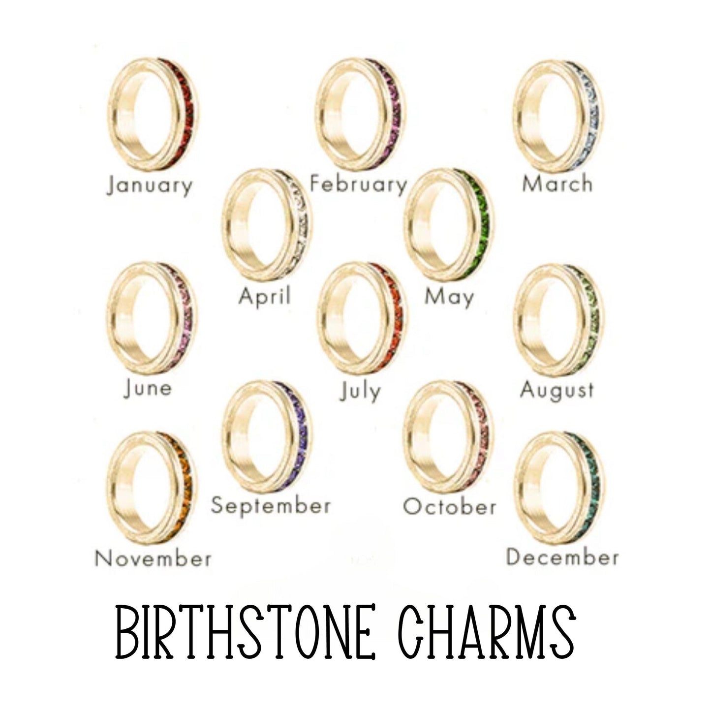 Birthstone Necklace, Personalized Eternity Charms Necklace, Gemstone Birth Month Necklace - Jade Bear Gems