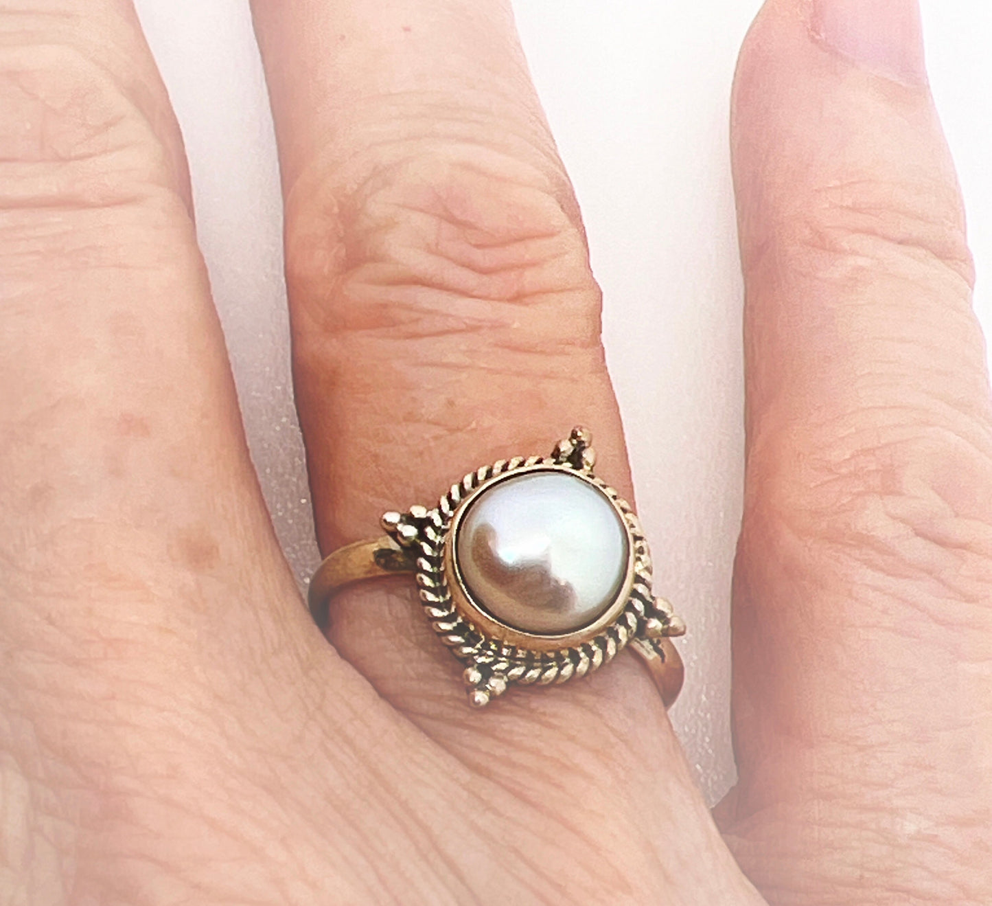 Classic Pearl Ring, Sterling Silver 925 Ring, Handcrafted Elegance, Minimalist Jewelry - Jade Bear Gems