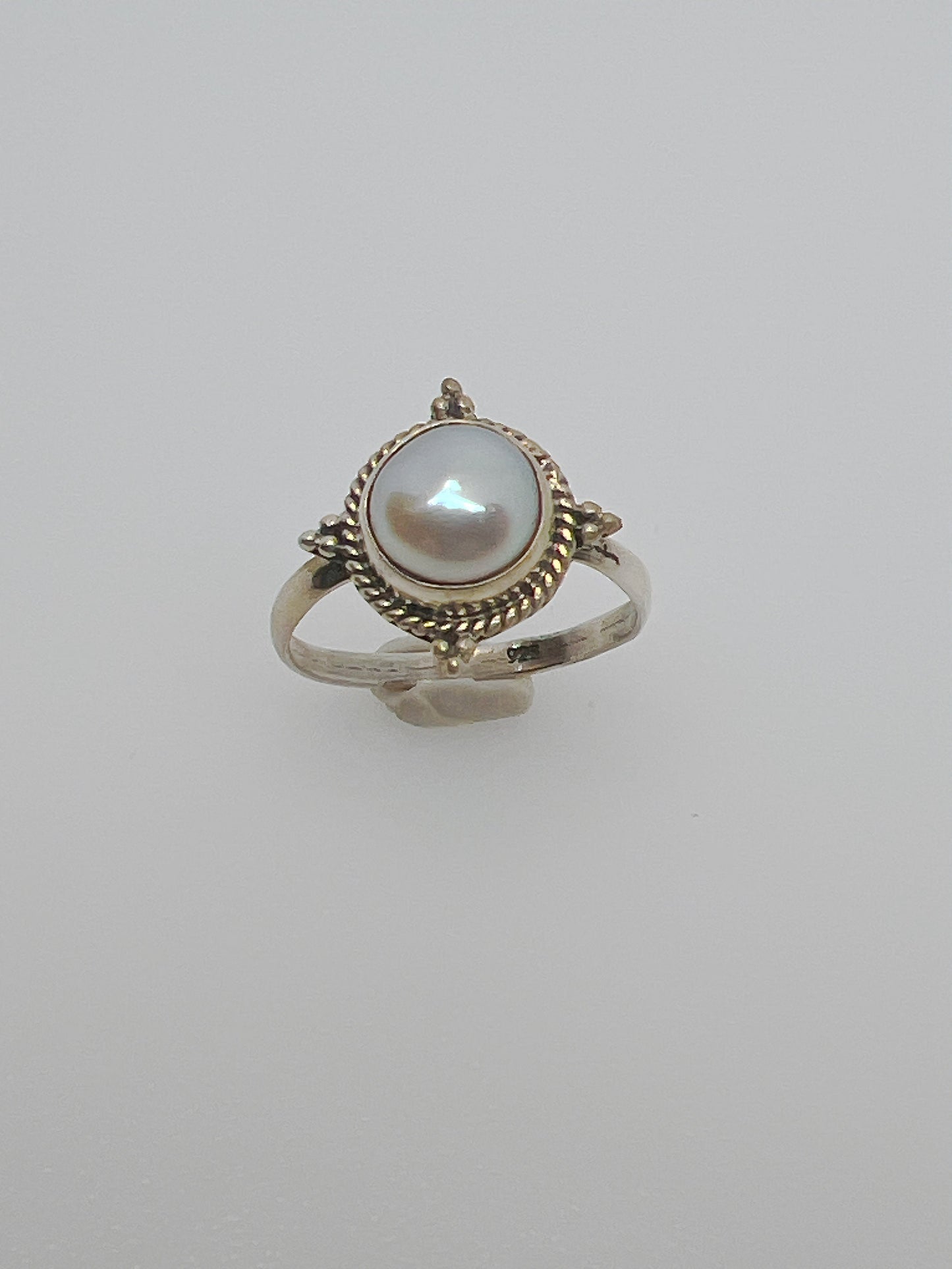 Classic Pearl Ring, Sterling Silver 925 Ring, Handcrafted Elegance, Minimalist Jewelry - Jade Bear Gems