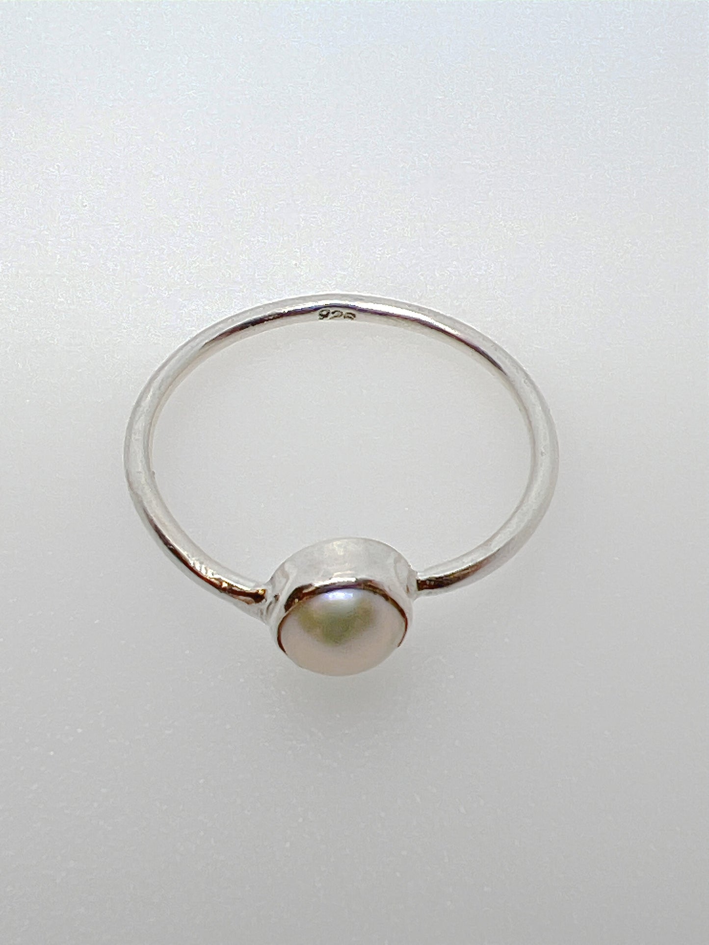 Classic Pearl Ring, Sterling Silver 925 Ring, Handcrafted Elegance, Minimalist Jewelry - Jade Bear Gems