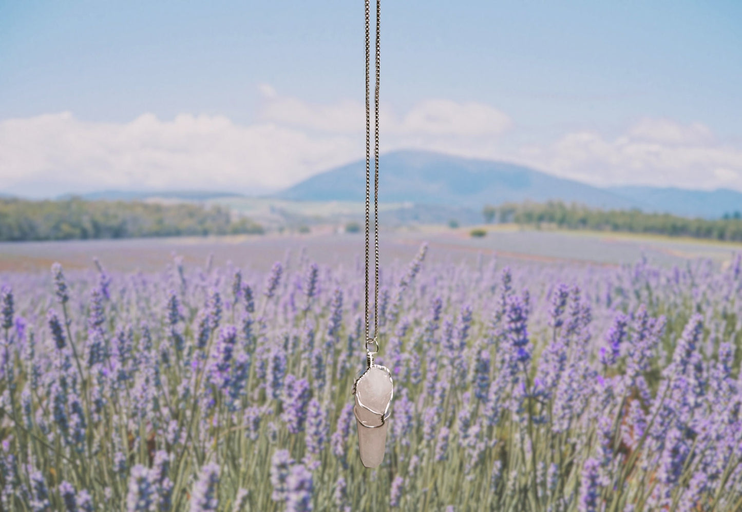 Crystal Necklace Silver Wire Wrap Rose Quartz Necklace, Crystal Point Jewelry Pendant, - Jade Bear Gems