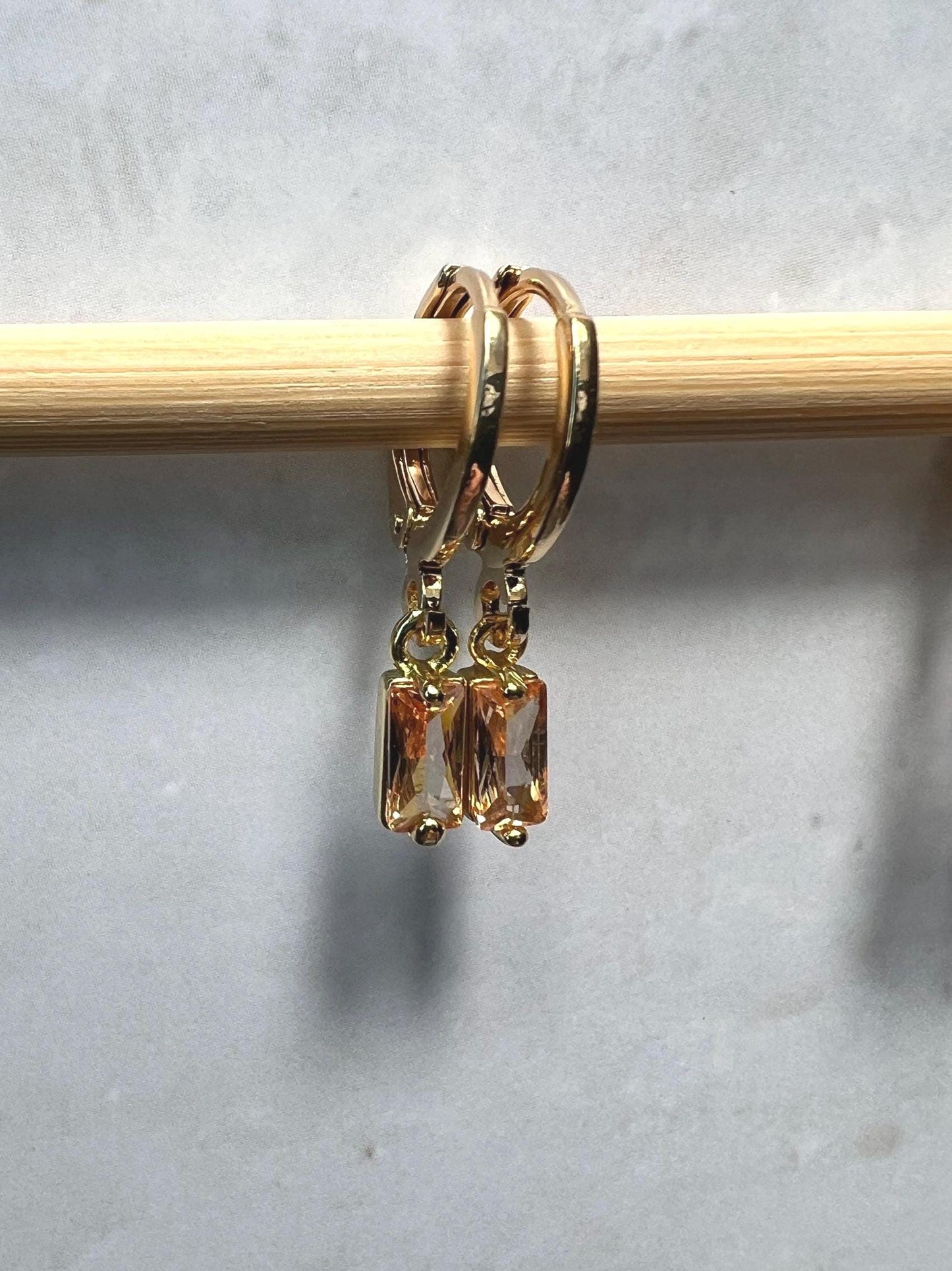 Dainty Huggie Earrings, Gold Gemstone Hoops, Minimalist Birthstone Jewelry, Gold Leverback - Jade Bear Gems