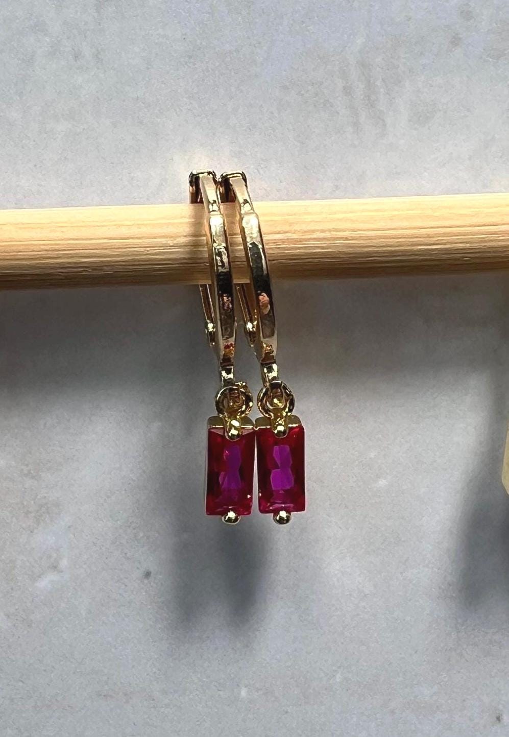 Dainty Huggie Earrings, Gold Gemstone Hoops, Minimalist Birthstone Jewelry, Gold Leverback - Jade Bear Gems