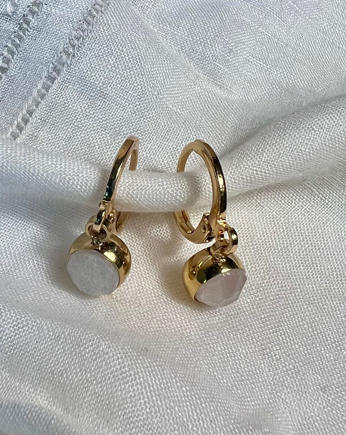 Gold Huggie Hoops, Gemstone Charm Earrings, Cute Huggies, Dainty Hoops, Gold Dainty Hoop Earrings, Leverback Earrings, Handmade Jewelry