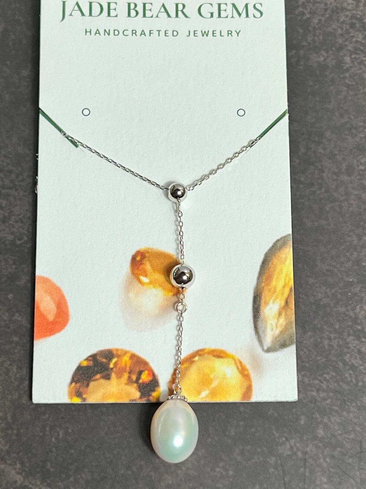 Freshwater Pearl Necklace | Sterling Silver .925 | Adjustable 15-17 Inches | Wedding Jewelry | Minimalist Jewelry | Drop Necklace - Jade Bear Gems