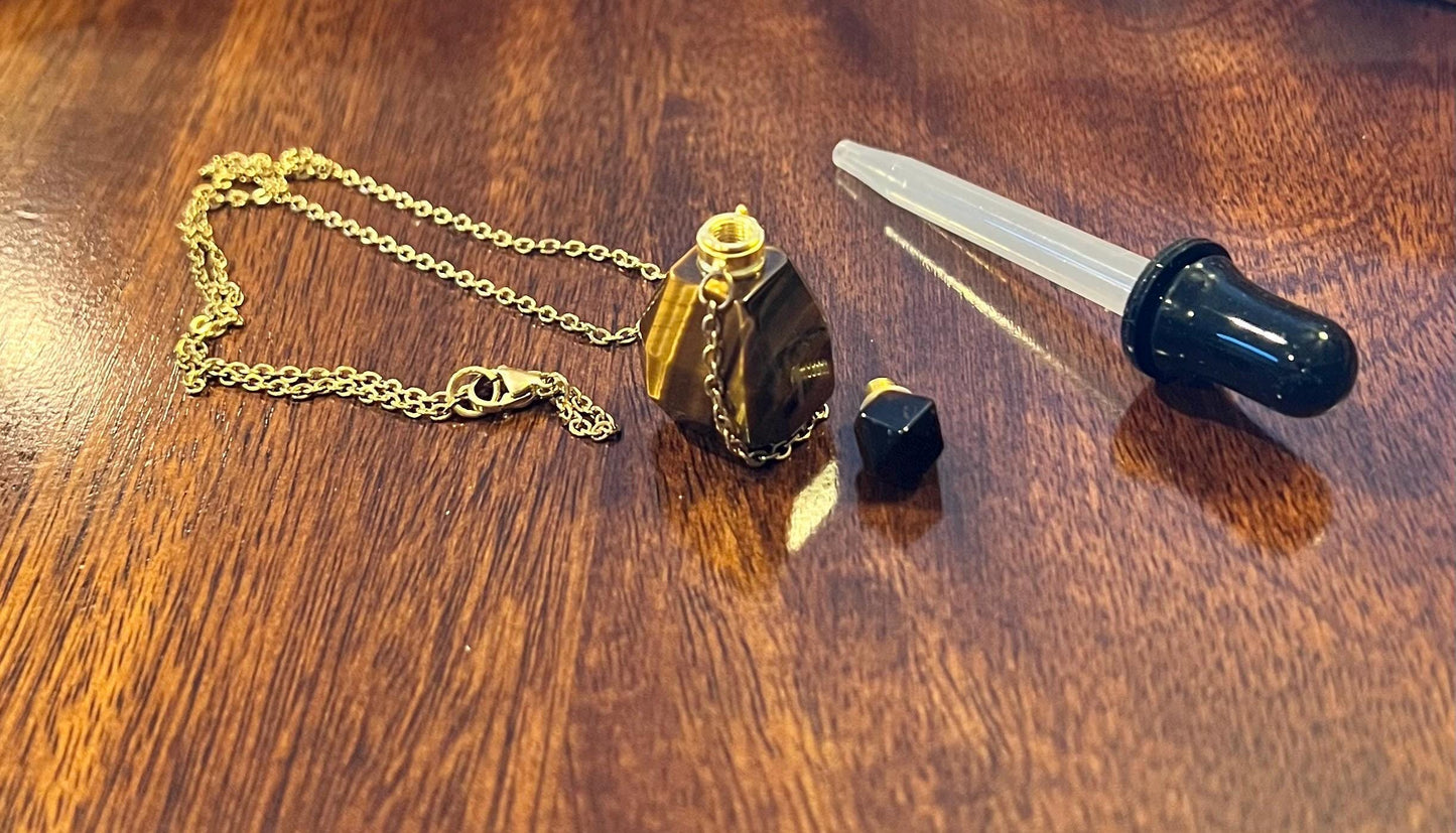 Gemstone Memorial Necklace, Pet Ashes, Crystal Ashes Keepsake, Natural Stone Perfume Bottle Necklace - Jade Bear Gems