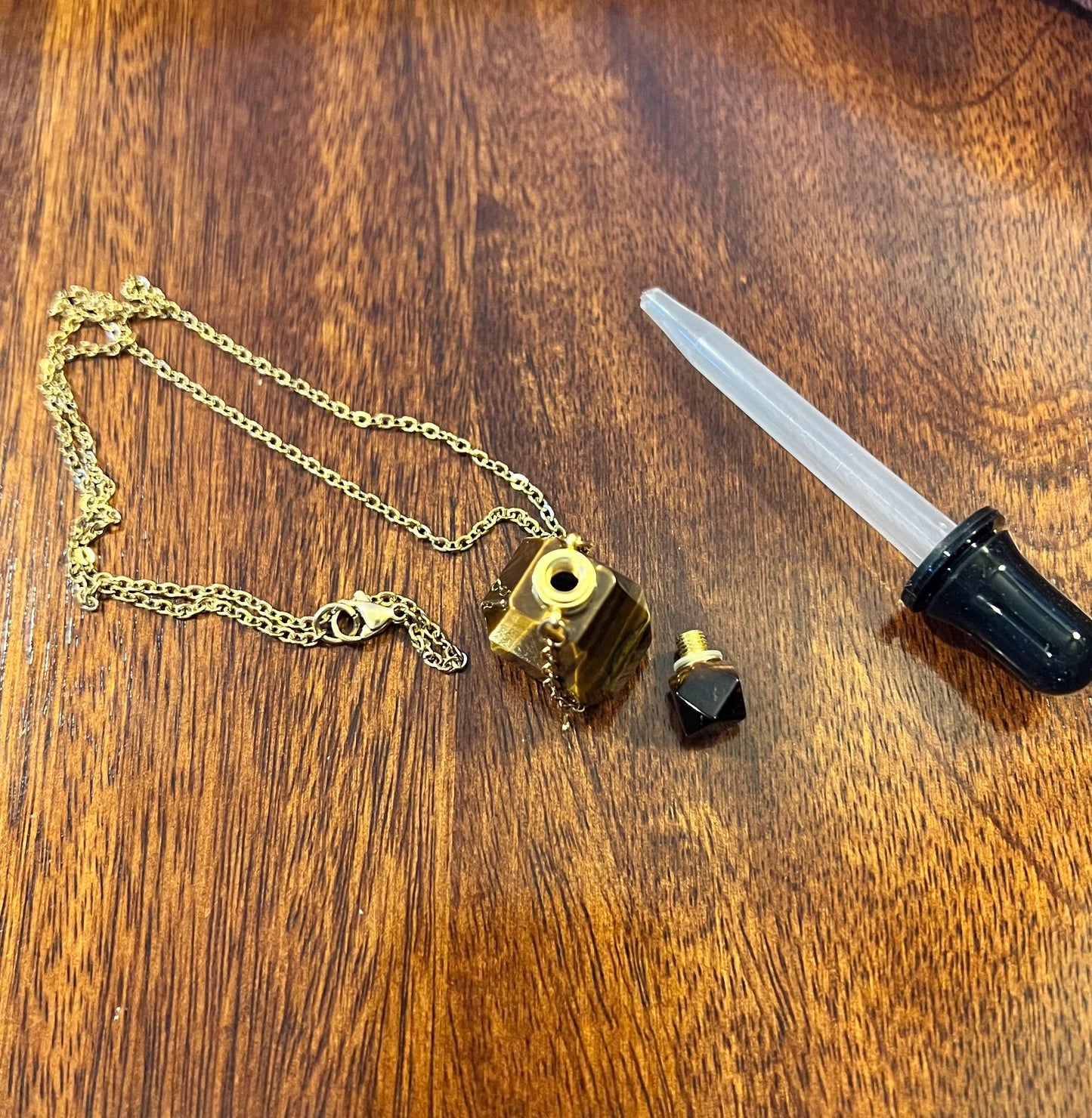 Gemstone Memorial Necklace, Pet Ashes, Crystal Ashes Keepsake, Natural Stone Perfume Bottle Necklace - Jade Bear Gems
