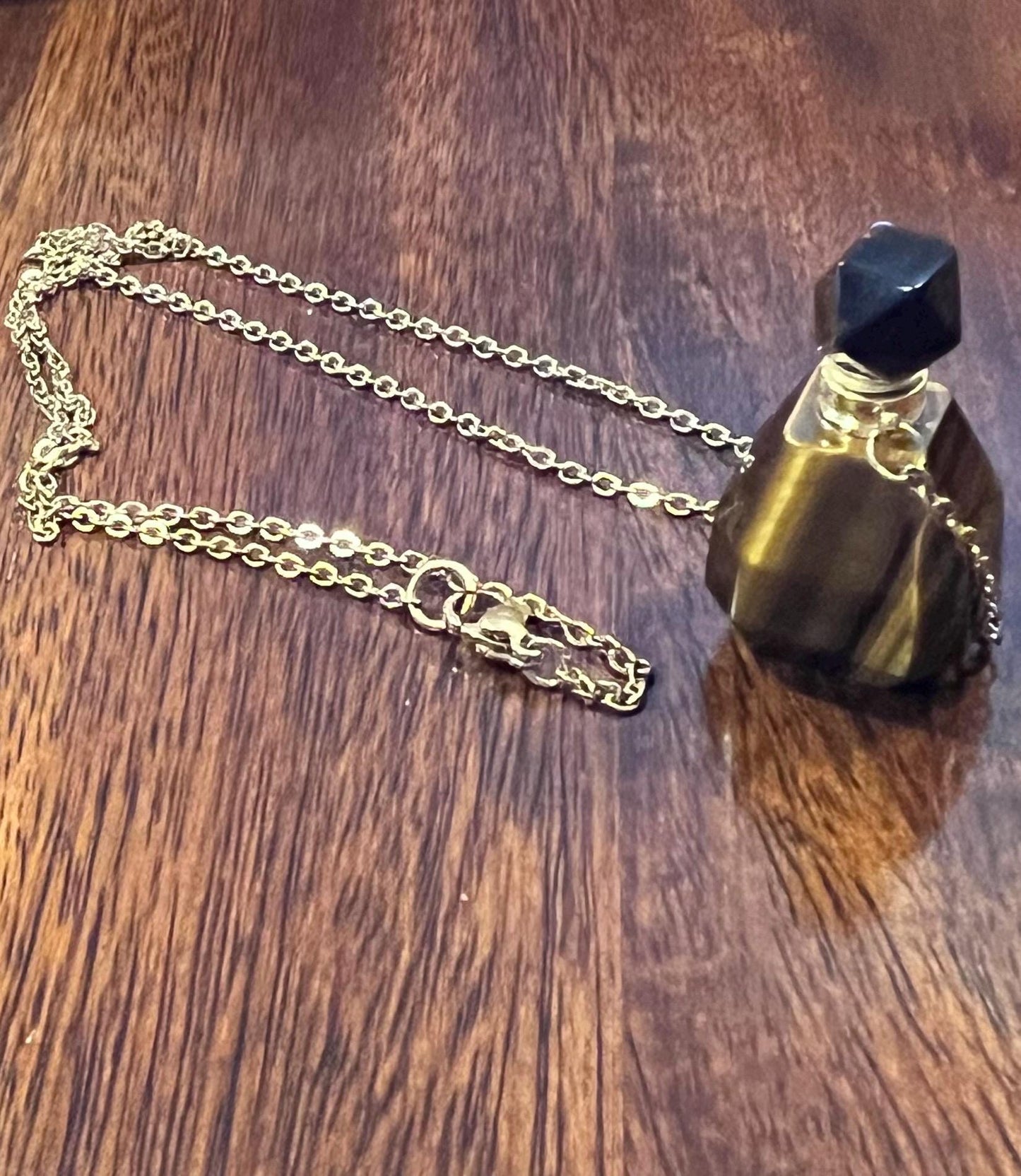 Gemstone Memorial Necklace, Pet Ashes, Crystal Ashes Keepsake, Natural Stone Perfume Bottle Necklace - Jade Bear Gems
