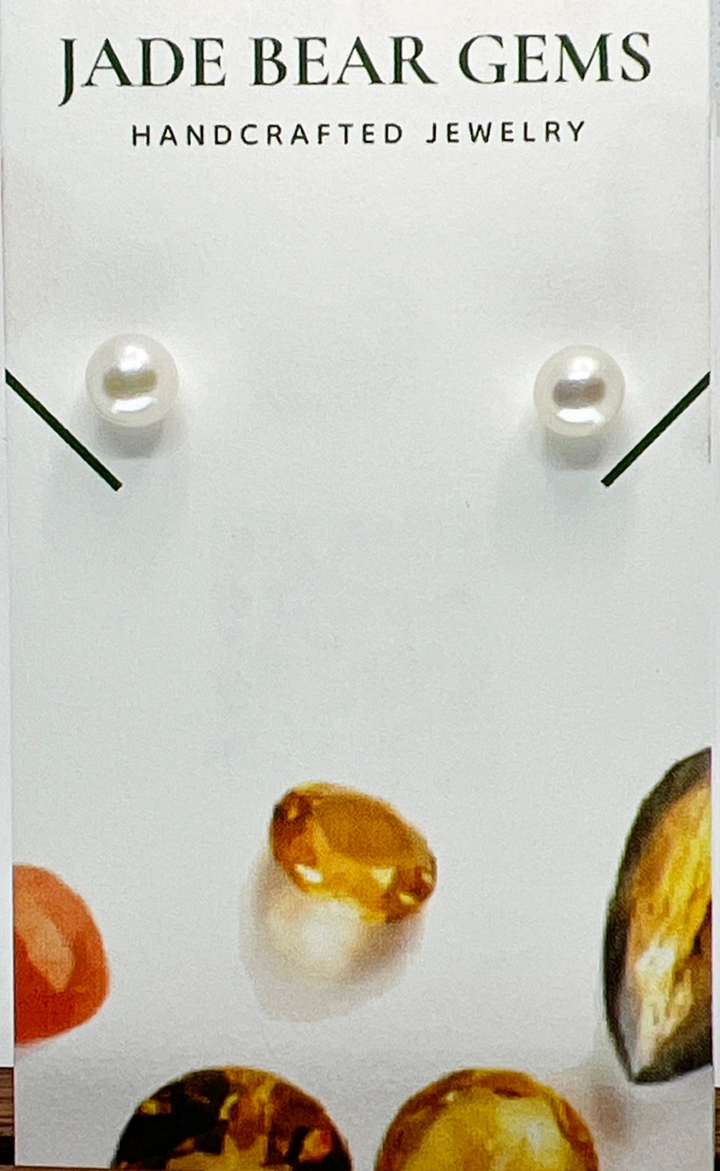 Genuine Freshwater Pearl Earrings | Sterling Silver Posts | High Luster Pearls | 6-7mm White Pearl Stud, Button Round Pearl studs, Wedding - Jade Bear Gems