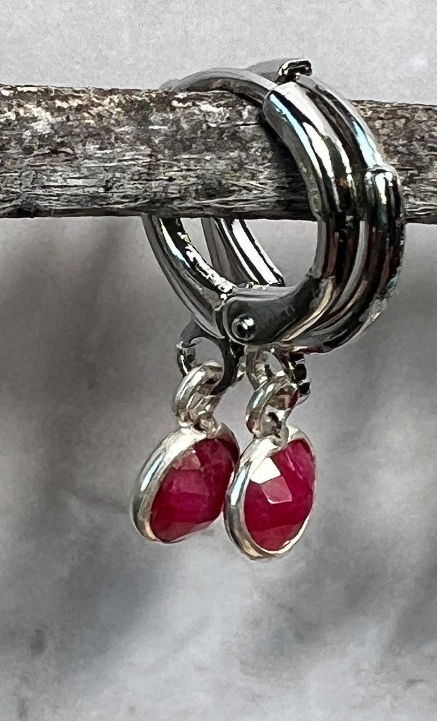 Handmade Huggies, Silver Huggie Hoops with Gemstone Charms, Cute Huggies, Dainty Hoops, Silver Dainty Hoop Earrings, Leverback Earrings - Jade Bear Gems