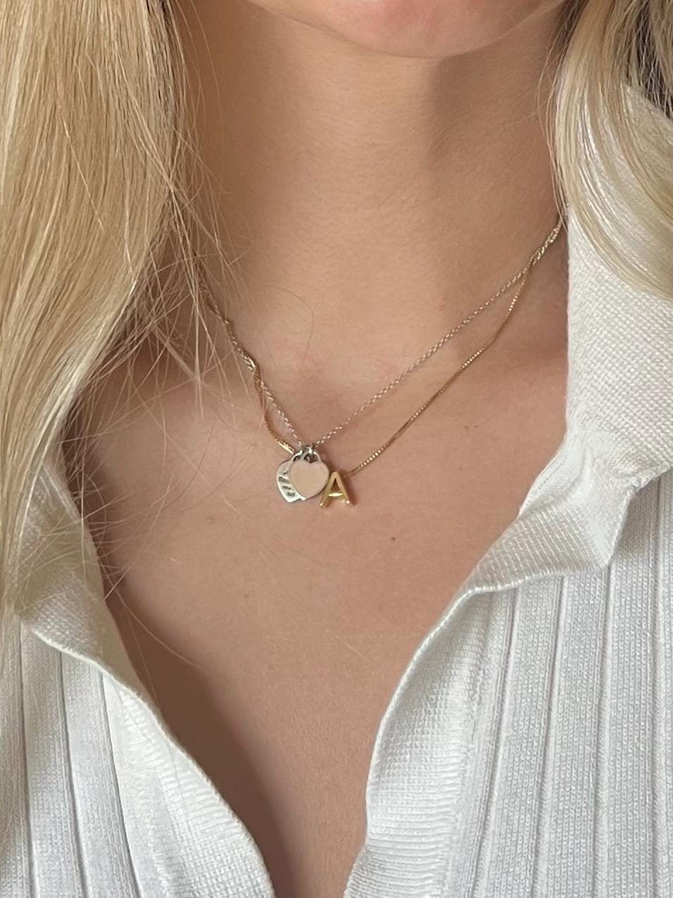 Initial Necklace, Letter Necklace, Gold Necklace, Personalized Name Necklace, Wife Gifts ,Gifts For Mom, Moms Gift, Birthday Gift for her - Jade Bear Gems