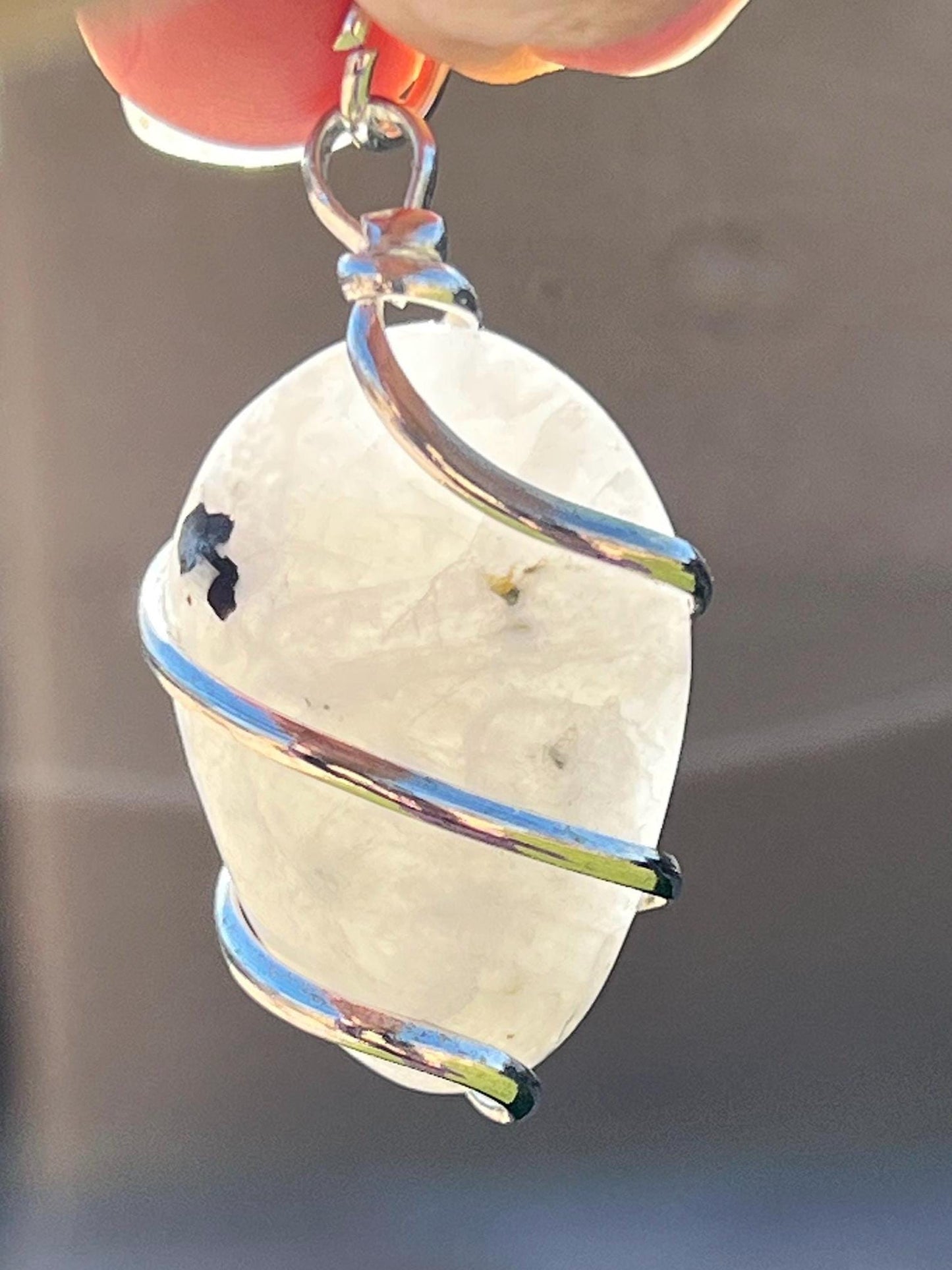 Moonstone Jewelry, Crystals Charm Necklace, Moonstone Crystal, Wire Wrapped Gemstone, Natural Gems, Anti anxiety, Wire wrapped - Jade Bear Gems