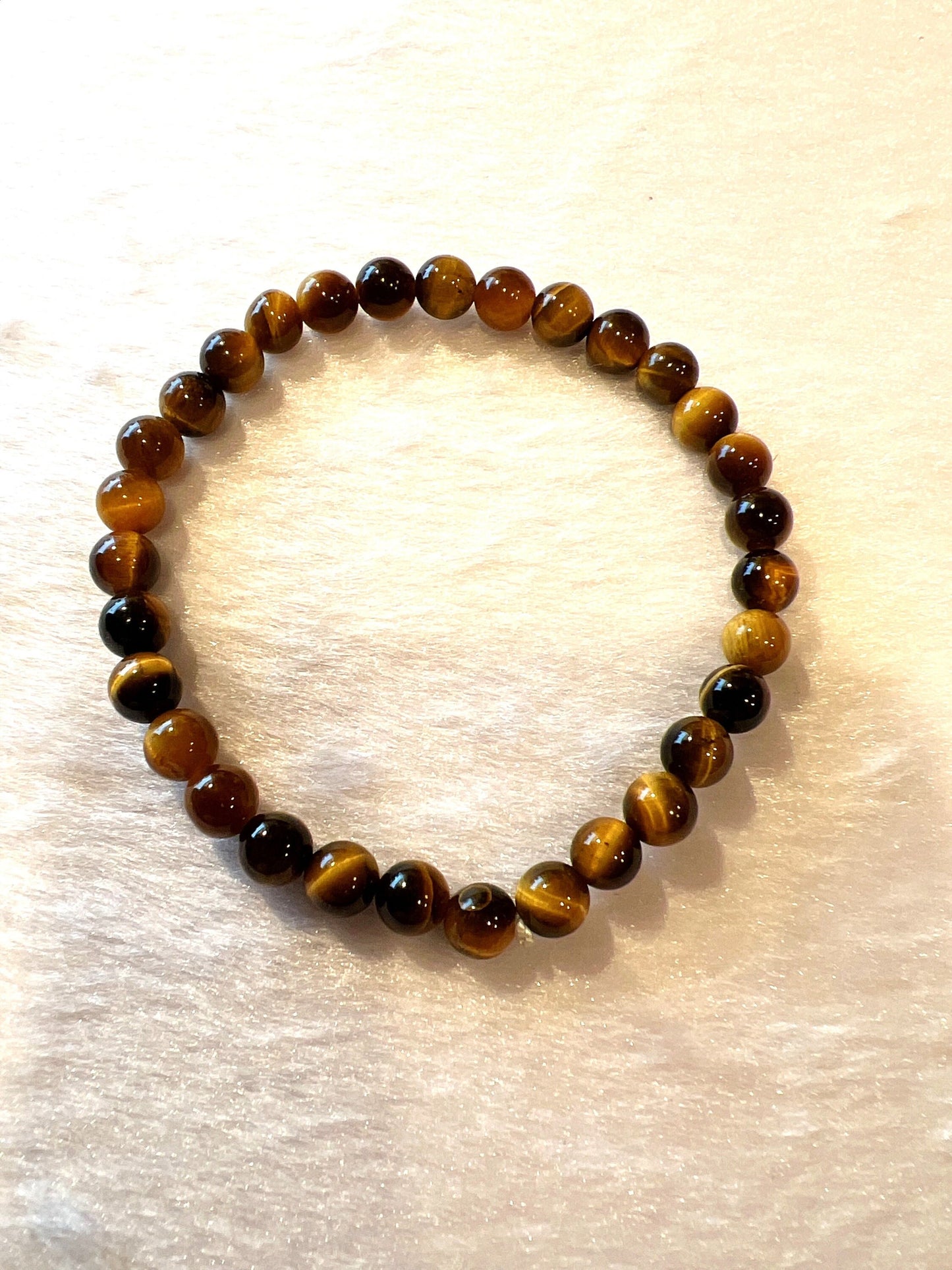 Natural Crystal Tiger Eye 6mm Gemstone Stretch Bracelet, Tigers Eye Bracelet - Jade Bear Gems