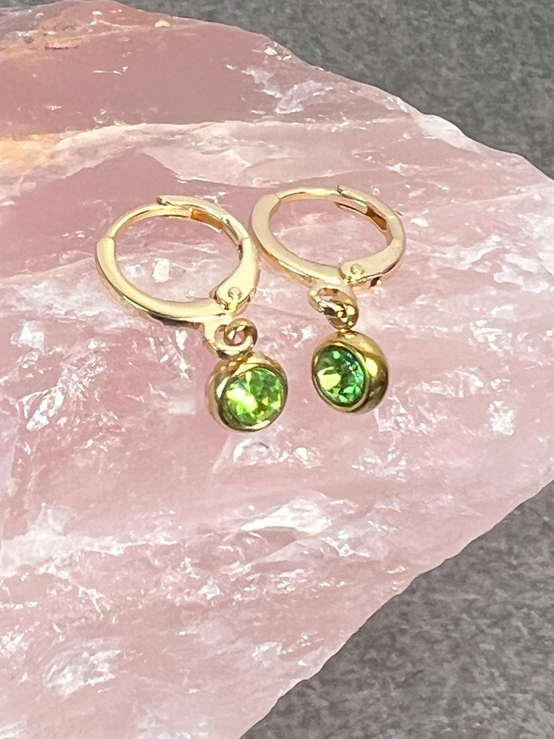 Peridot Huggie Earrings