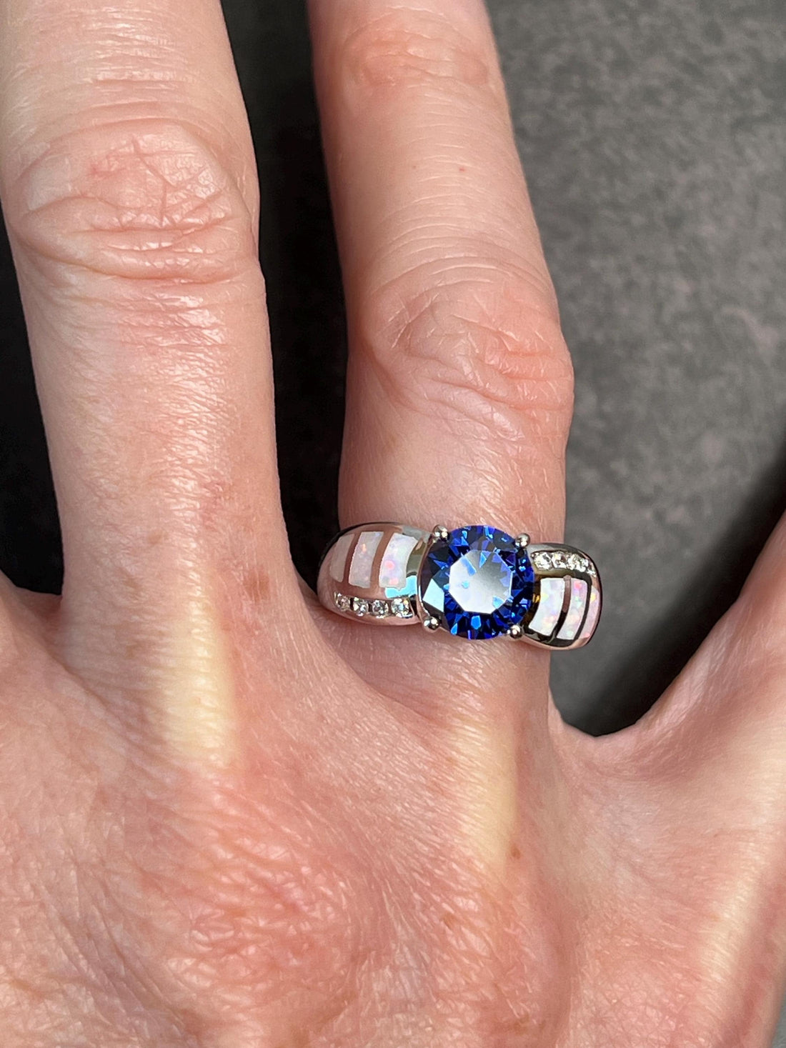 Jade Bear Gems Amethyst and Fire Opal Ring