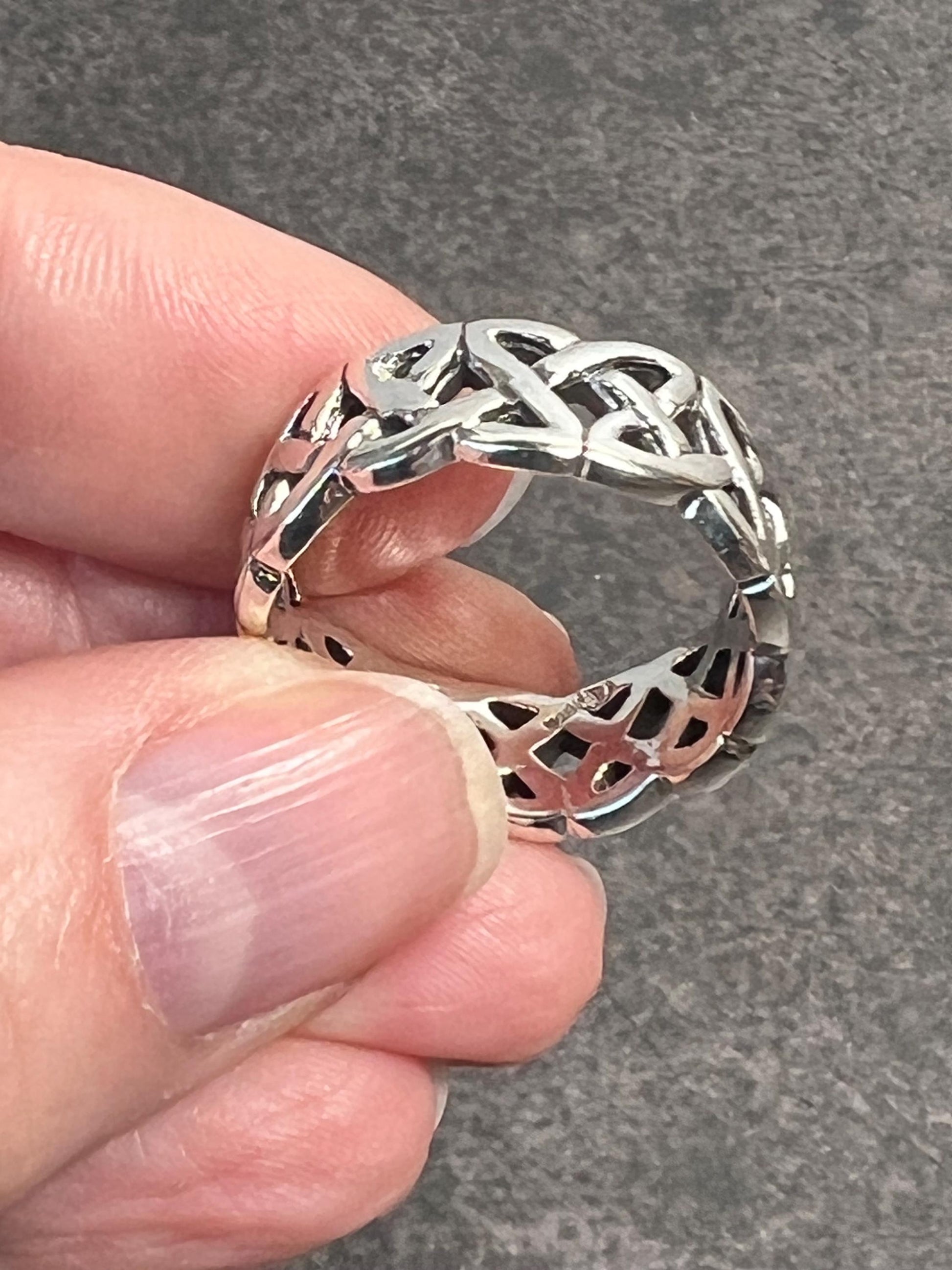 Men's Celtic Ring, Solid 925 Sterling Silver Celtic Pattern Ring, Celtic Knot Ring, Stylish Ring, Wedding Ring, Thumb Ring - Jade Bear Gems 