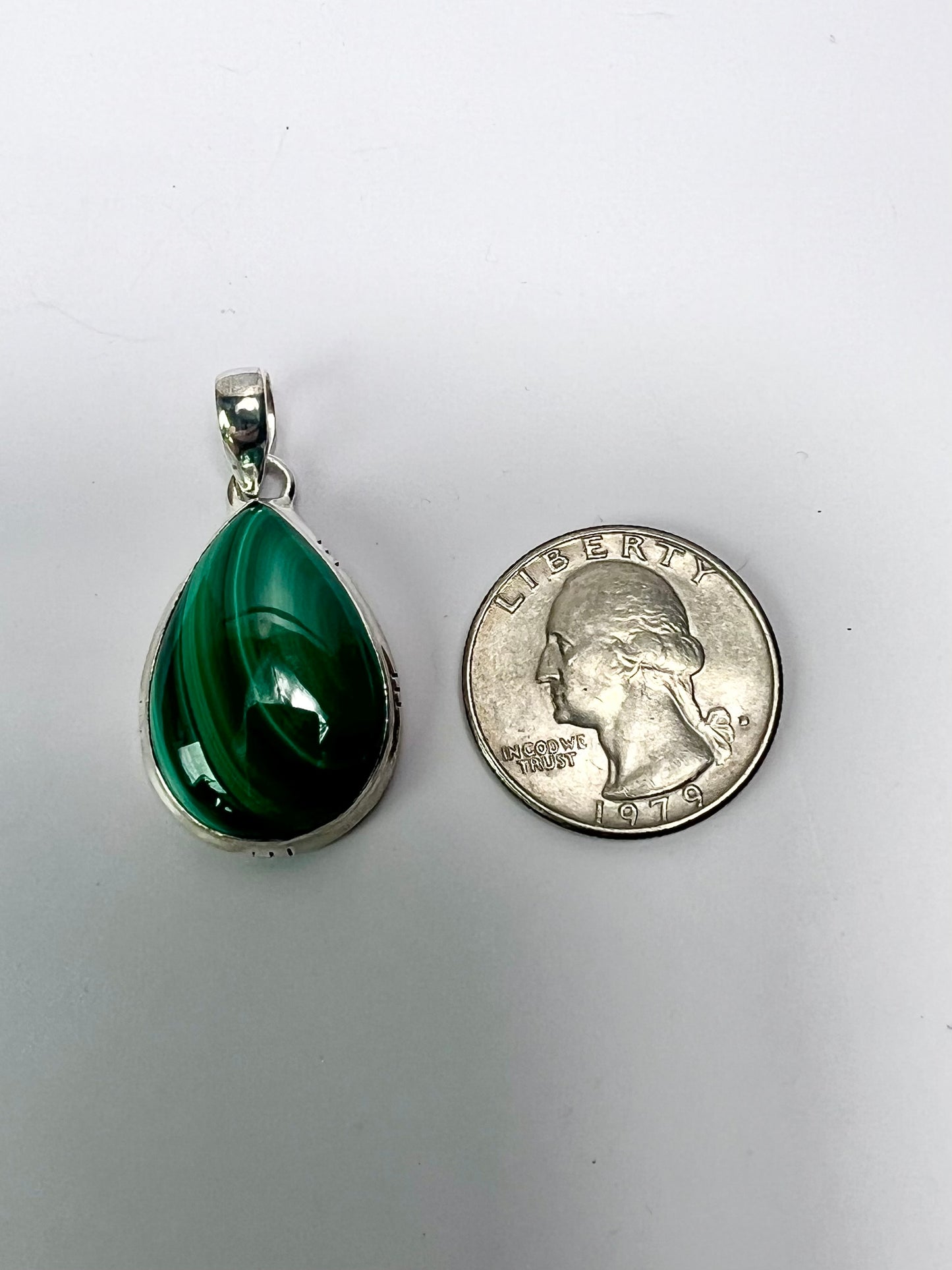 Malachite Sterling Silver Pendant: Natural Gemstone Jewelry