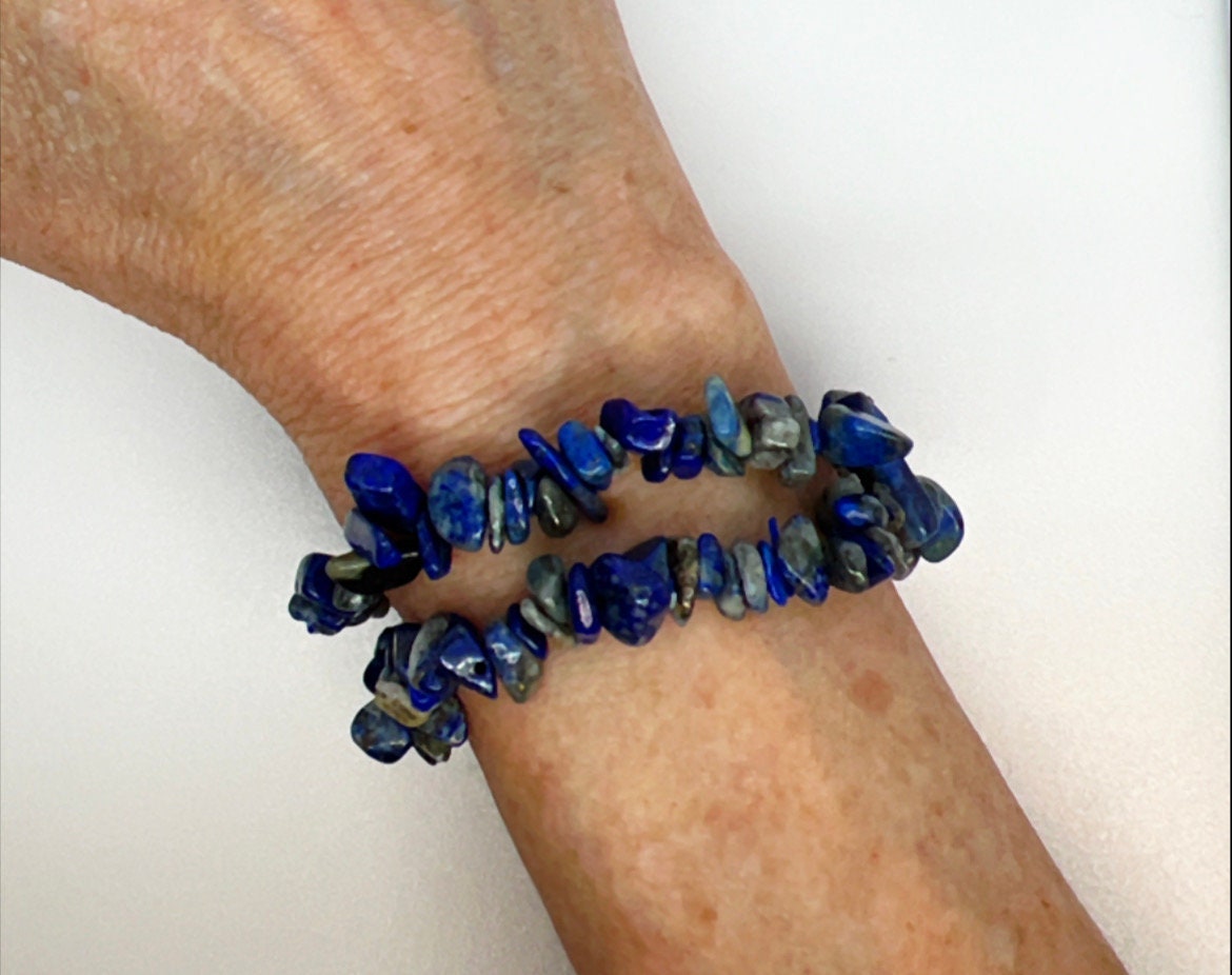 2 Crystal Chip Stretch Bracelets, Crystals Bracelet, Gemstone Bracelet - Jade Bear Gems 