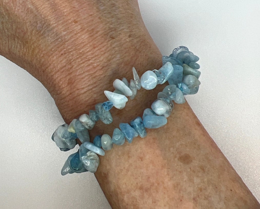 2 Crystal Chip Stretch Bracelets, Crystals Bracelet, Gemstone Bracelet - Jade Bear Gems 