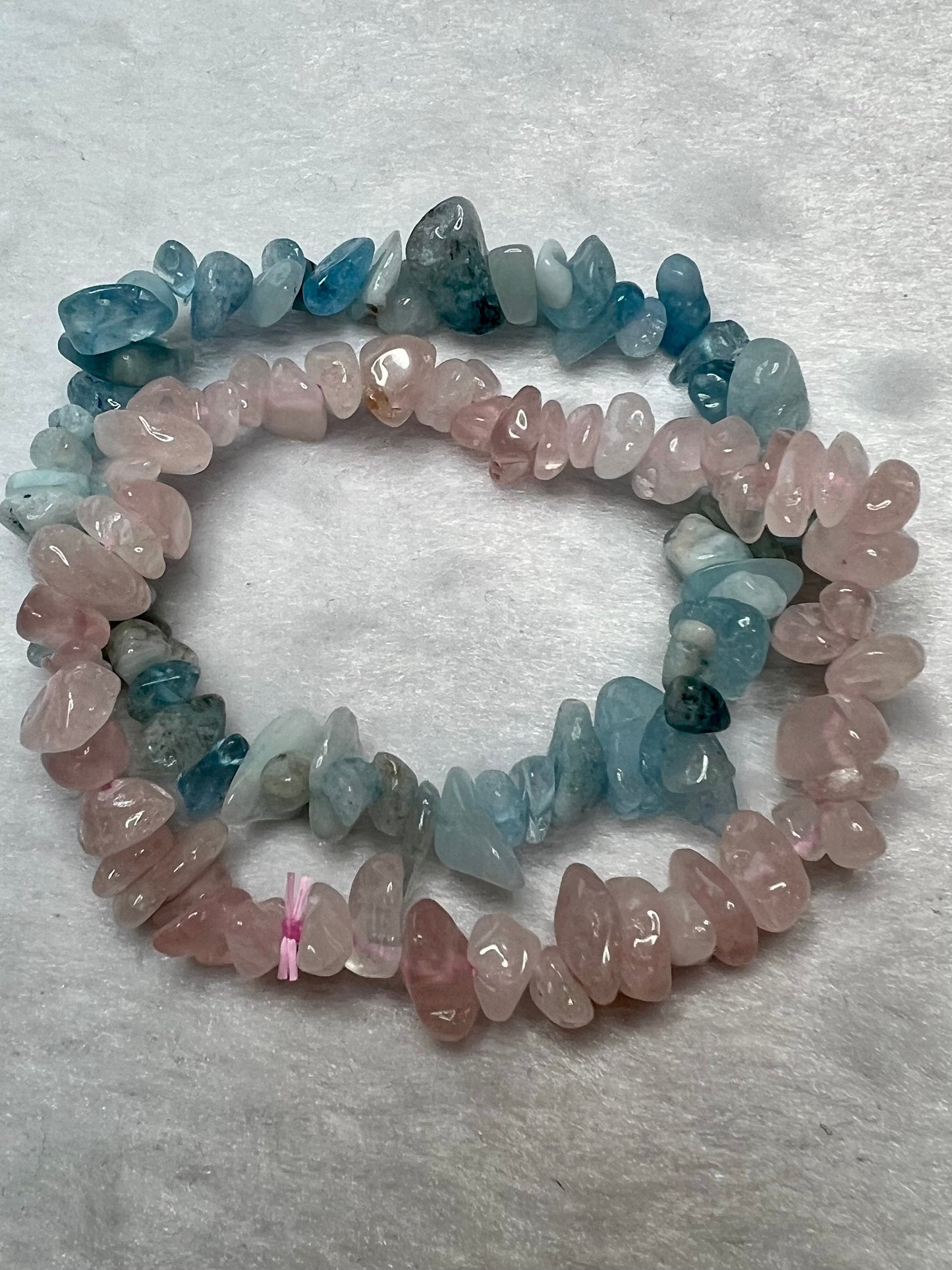 2 Crystal Chip Stretch Bracelets, Crystals Bracelet, Gemstone Bracelet - Jade Bear Gems 