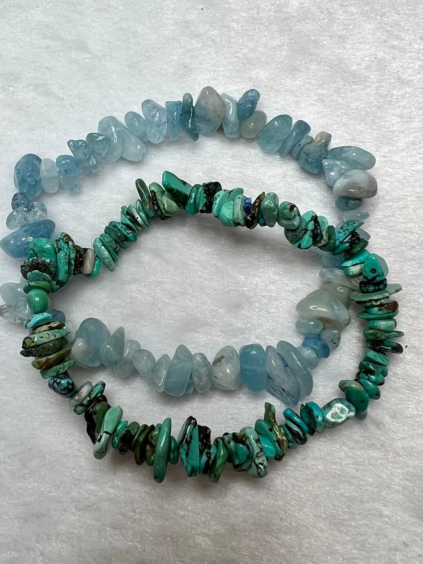 2 Crystal Chip Stretch Bracelets, Crystals Bracelet, Gemstone Bracelet - Jade Bear Gems 