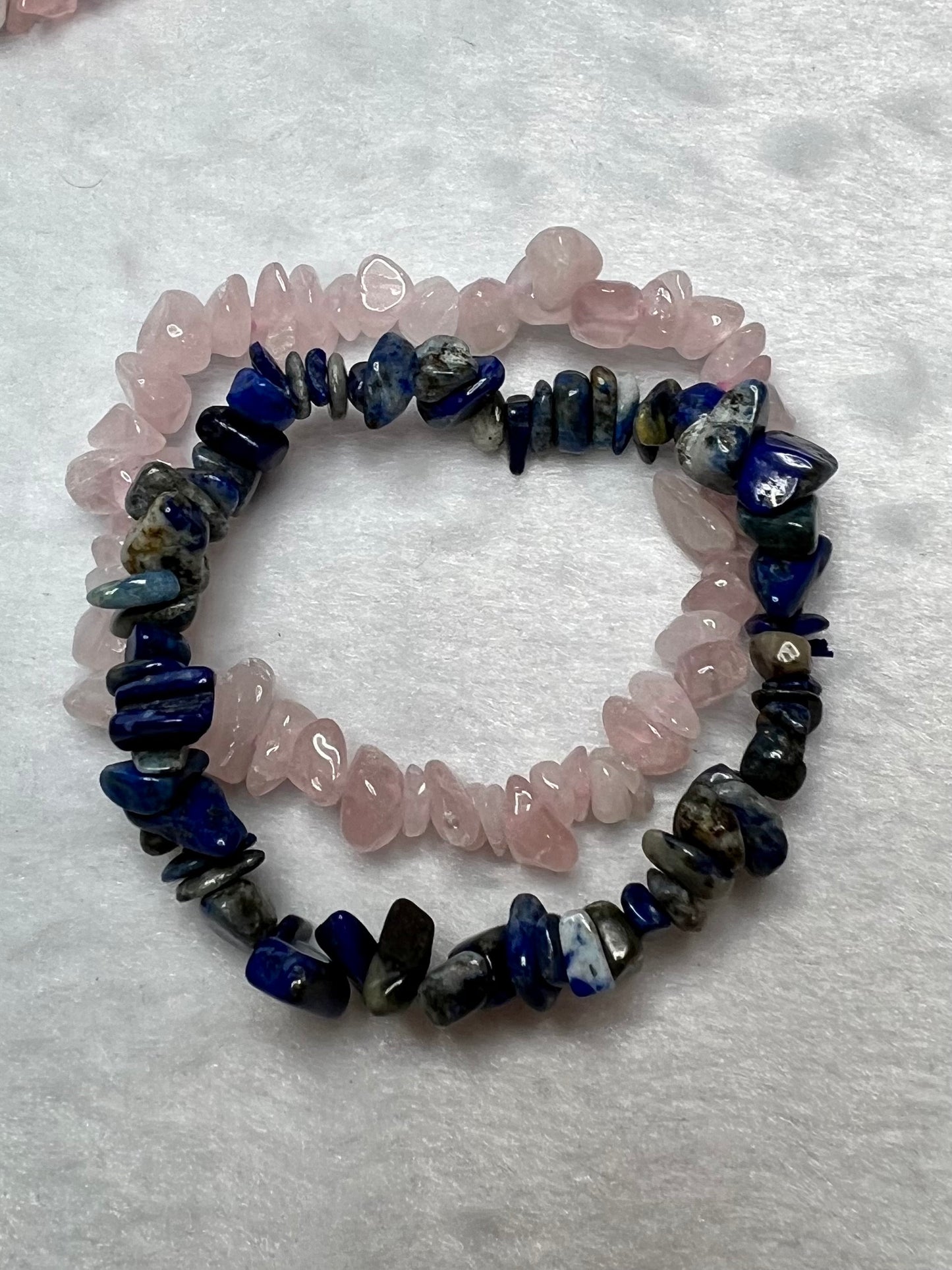2 Crystal Chip Stretch Bracelets, Crystals Bracelet, Gemstone Bracelet - Jade Bear Gems 