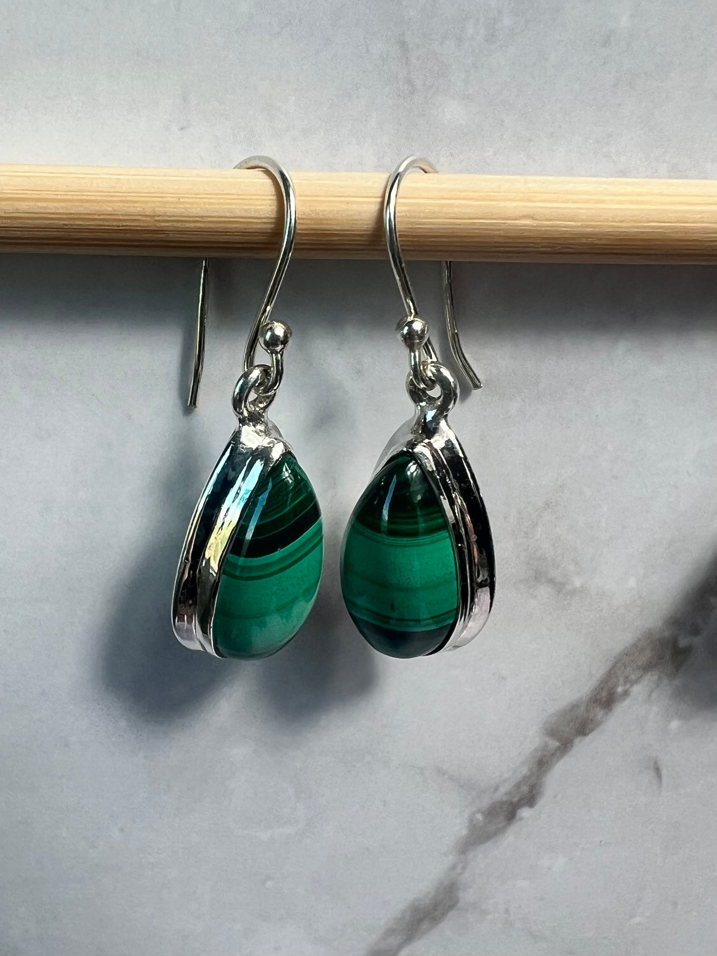 Handcrafted Sterling Silver Malachite Earrings - Jade Bear Gems 