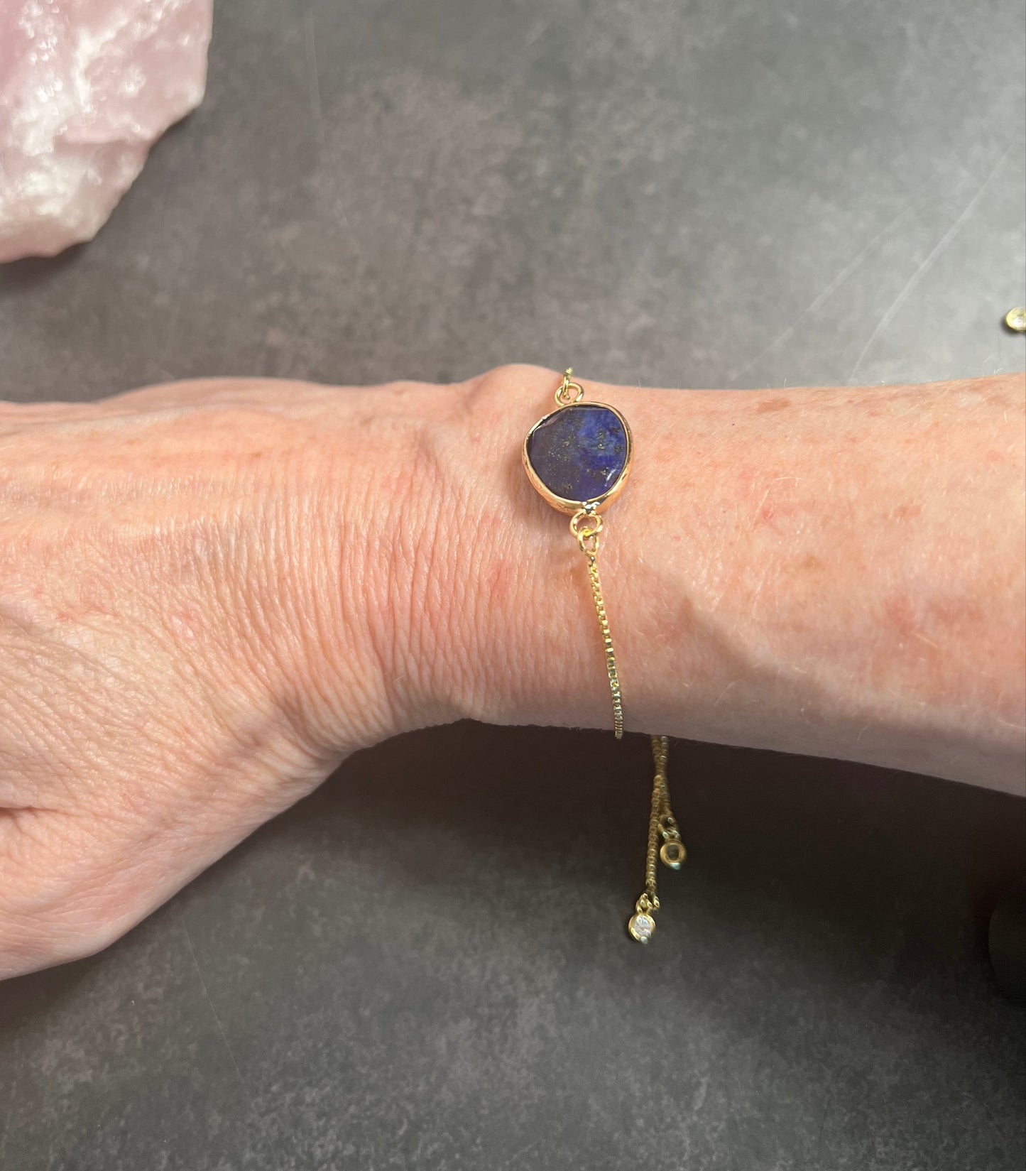 Gold Gemstone Bracelet, Adjustable Natural Gemstone Bracelet, Slider Bracelet, Layering Bracelet