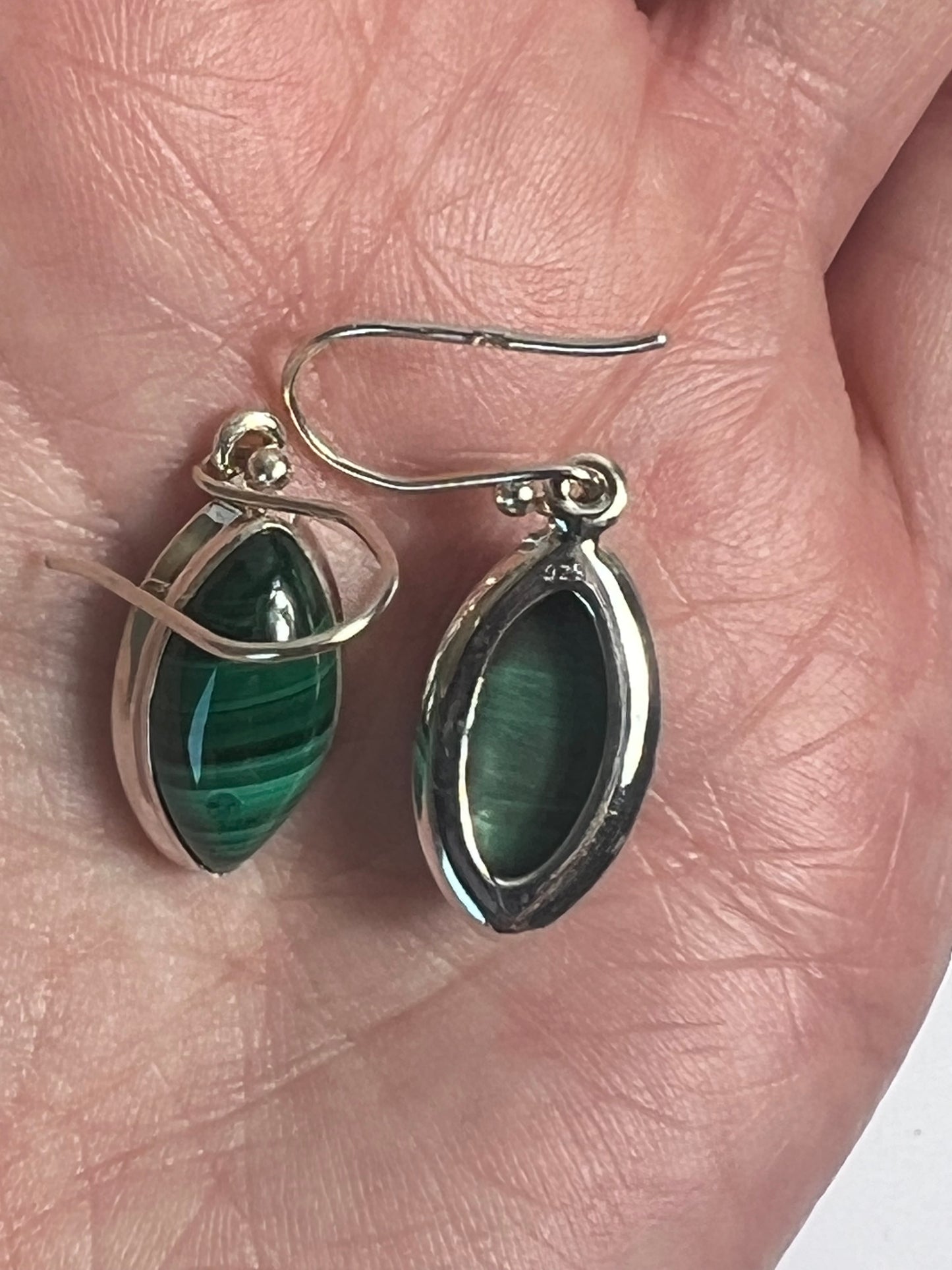 Handcrafted Sterling Silver Malachite Earrings - Jade Bear Gems 