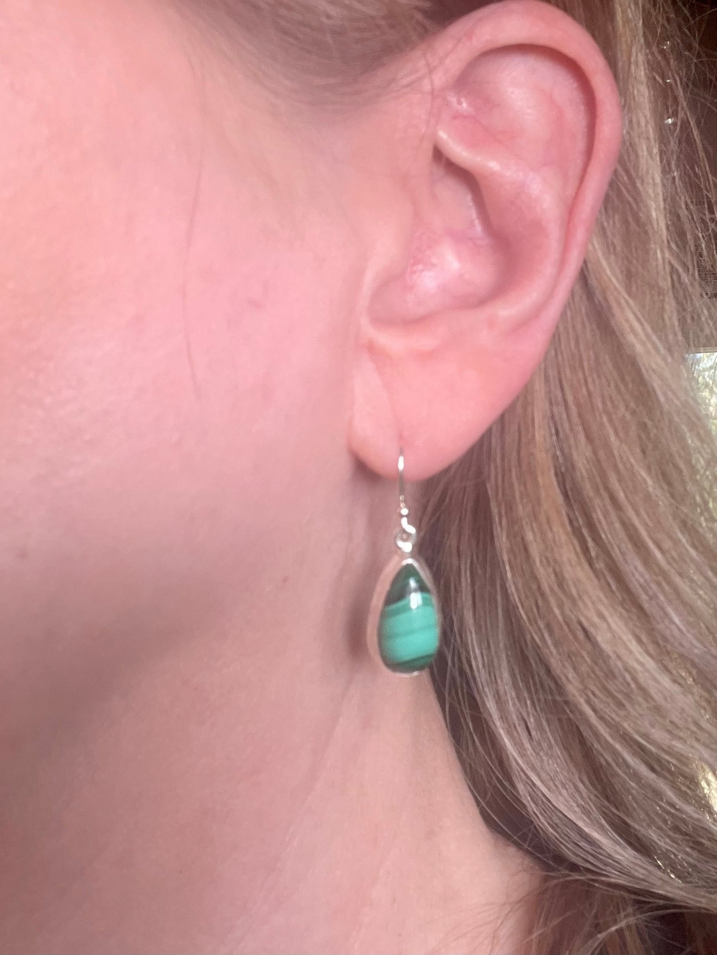 Handcrafted Sterling Silver Malachite Earrings - Jade Bear Gems 