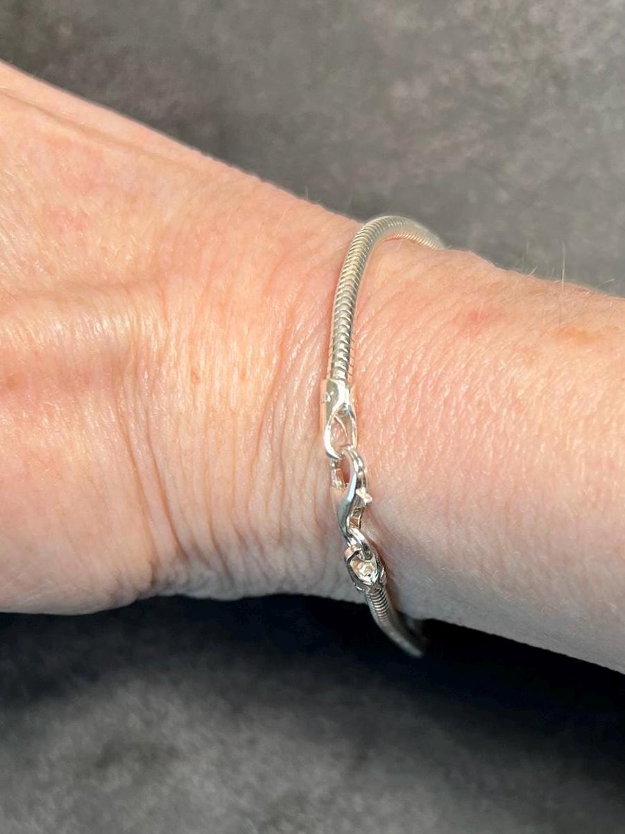 925 Sterling Silver Snake Chain Bracelet Made in Italy, Silver Chain Bracelet, Real Silver Snake Chain, Thickness 2mm, 7.25 inch bracelet, Unisex - Jade Bear Gems 
