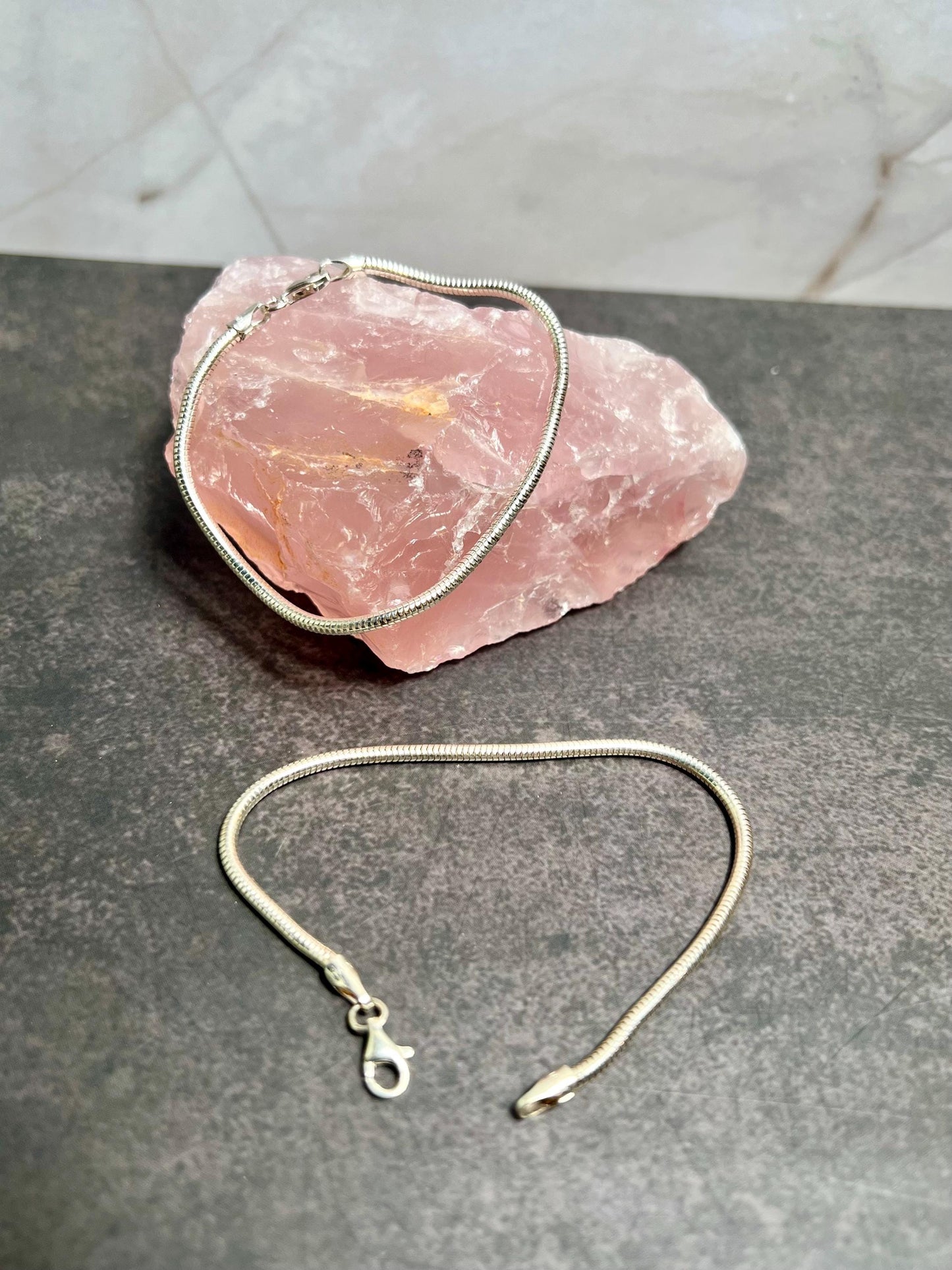 925 Sterling Silver Snake Chain Bracelet Made in Italy, Silver Chain Bracelet, Real Silver Snake Chain, Thickness 2mm, 7.25 inch bracelet, Unisex - Jade Bear Gems 