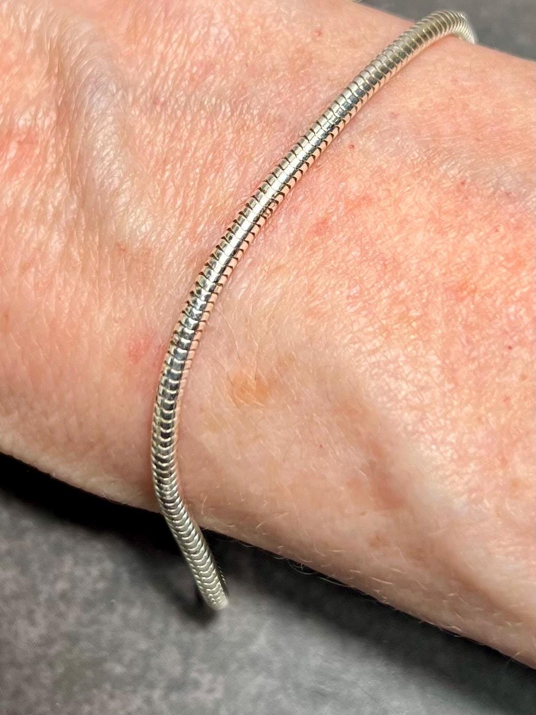 925 Sterling Silver Snake Chain Bracelet Made in Italy, Silver Chain Bracelet, Real Silver Snake Chain, Thickness 2mm, 7.25 inch bracelet, Unisex - Jade Bear Gems 