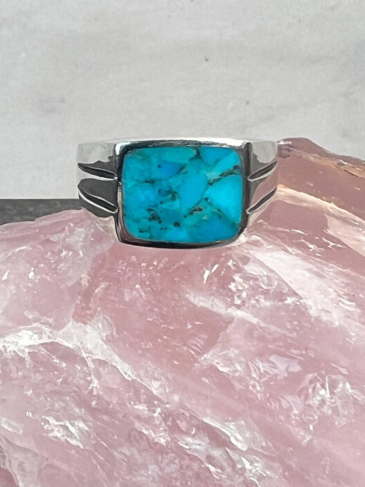 925 Sterling Silver Turquoise Ring, Turquoise Men Silver Ring, Sterling Silver Turquoise Stone Ring, Gemstone Mens Gift Ring - Jade Bear Gems 