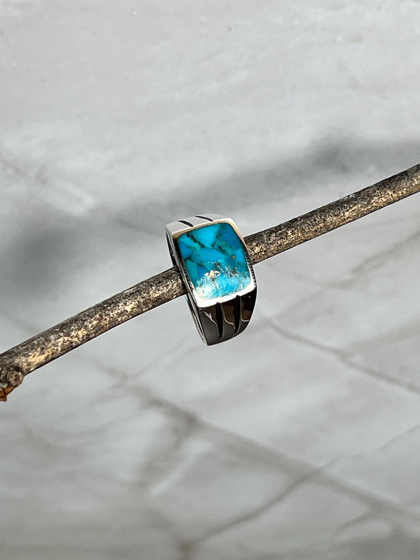 925 Sterling Silver Turquoise Ring, Turquoise Men Silver Ring, Sterling Silver Turquoise Stone Ring, Gemstone Mens Gift Ring - Jade Bear Gems 