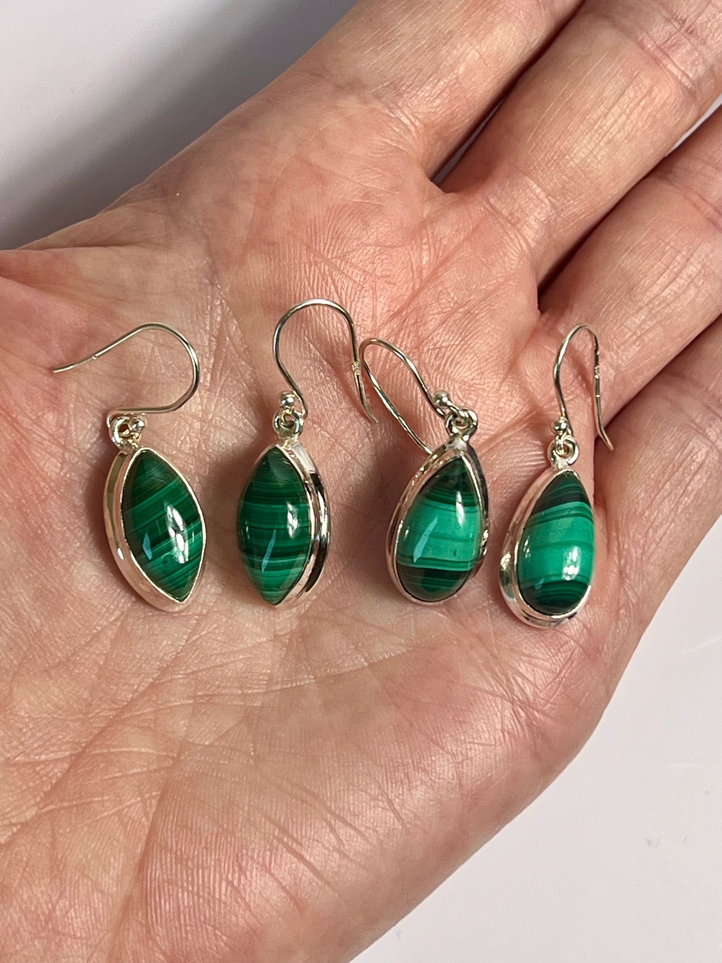 Handcrafted Sterling Silver Malachite Earrings - Jade Bear Gems 