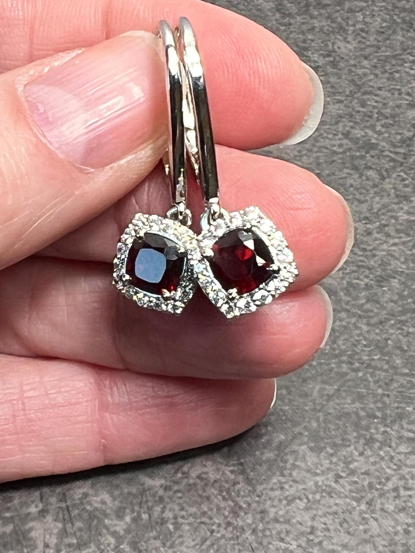 Amethyst, Citrine or Garnet Dangle Earrings in 925 Sterling Silver with Leverback, Lever Back closing, Genuine and Natural Gemstones - Jade Bear Gems 