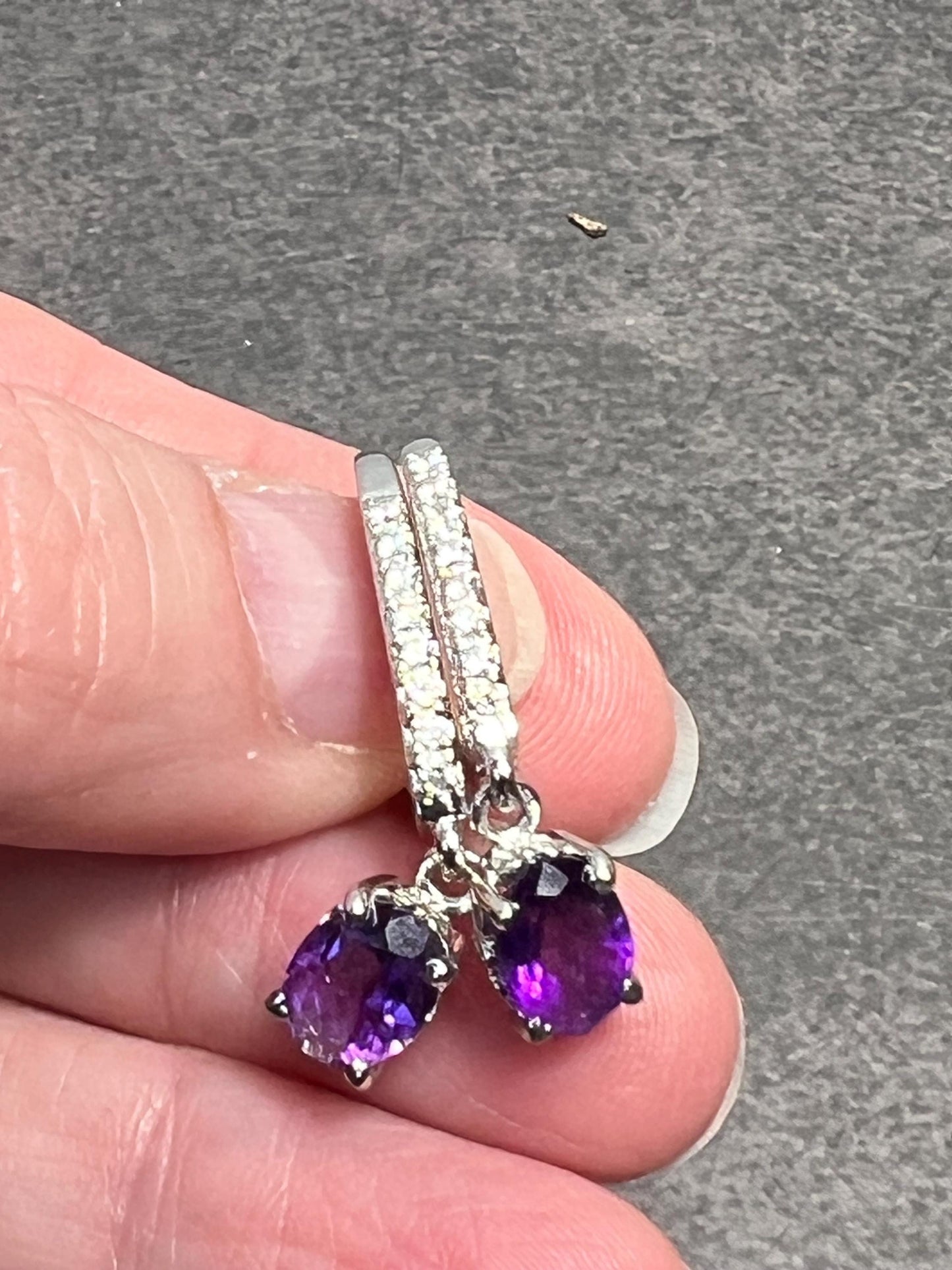 Amethyst, Citrine or Garnet Dangle Earrings in 925 Sterling Silver with Leverback, Lever Back closing, Genuine and Natural Gemstones - Jade Bear Gems 