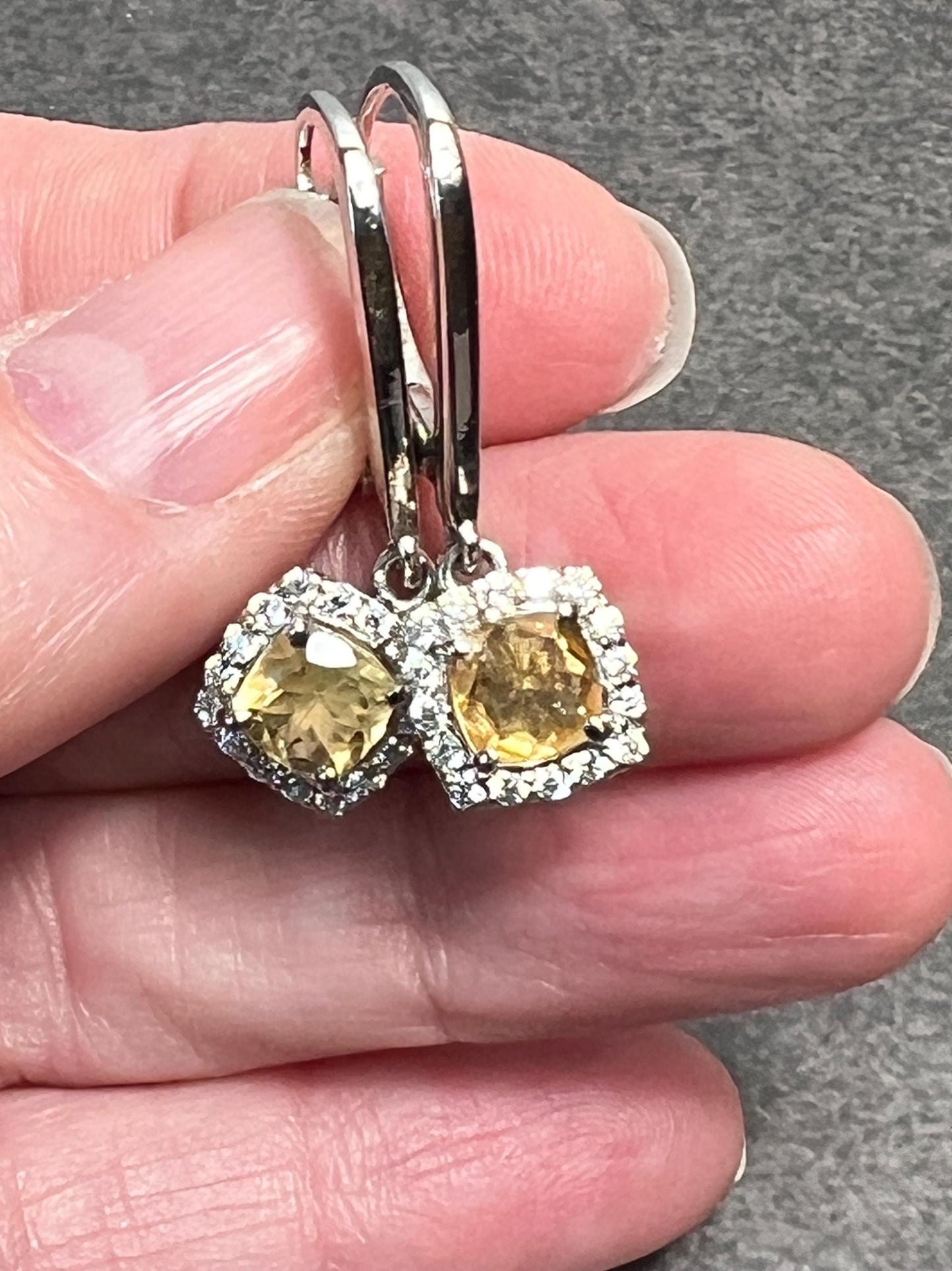 Amethyst, Citrine or Garnet Dangle Earrings in 925 Sterling Silver with Leverback, Lever Back closing, Genuine and Natural Gemstones - Jade Bear Gems 