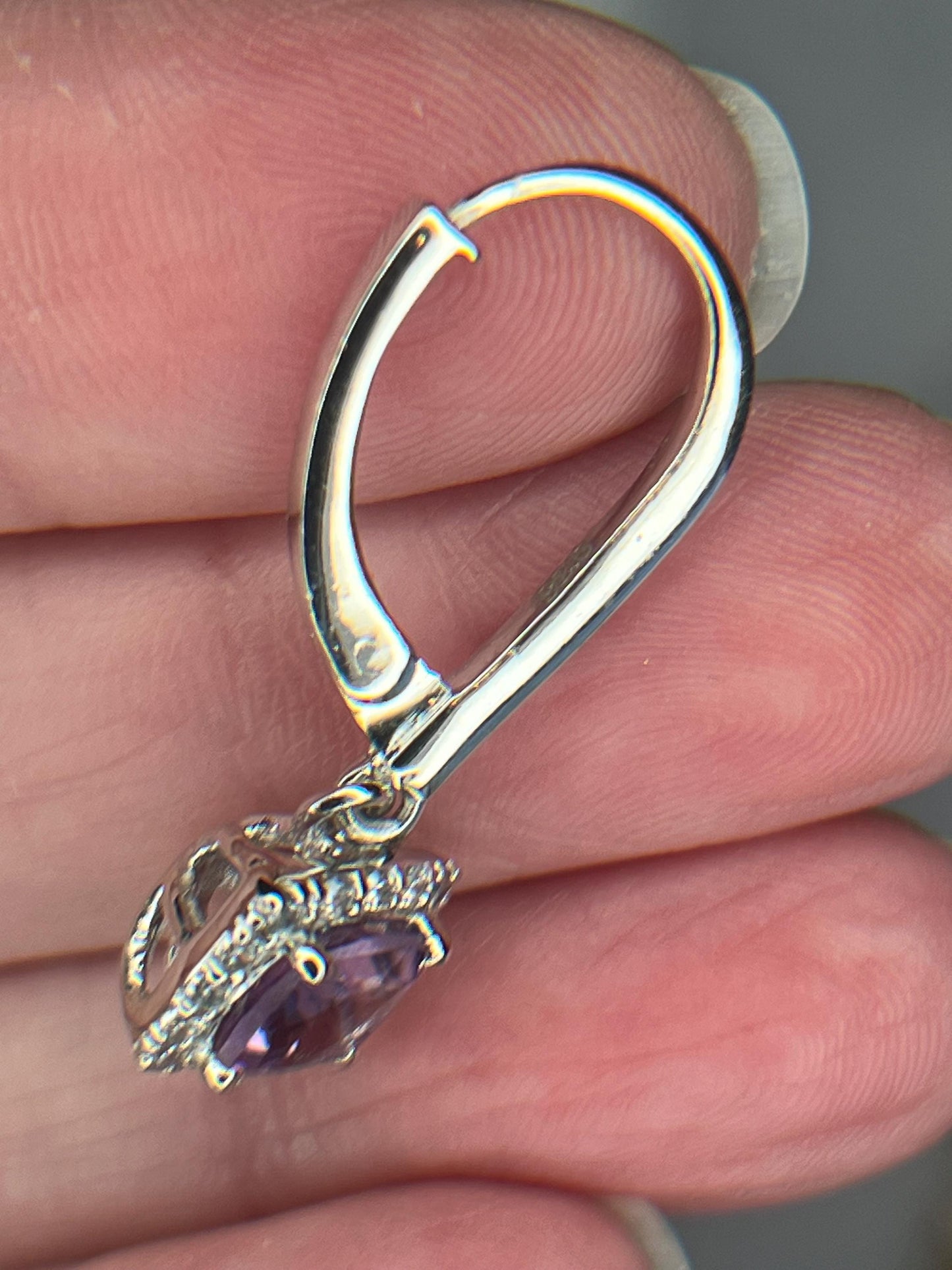 Amethyst, Citrine or Garnet Dangle Earrings in 925 Sterling Silver with Leverback, Lever Back closing, Genuine and Natural Gemstones - Jade Bear Gems 