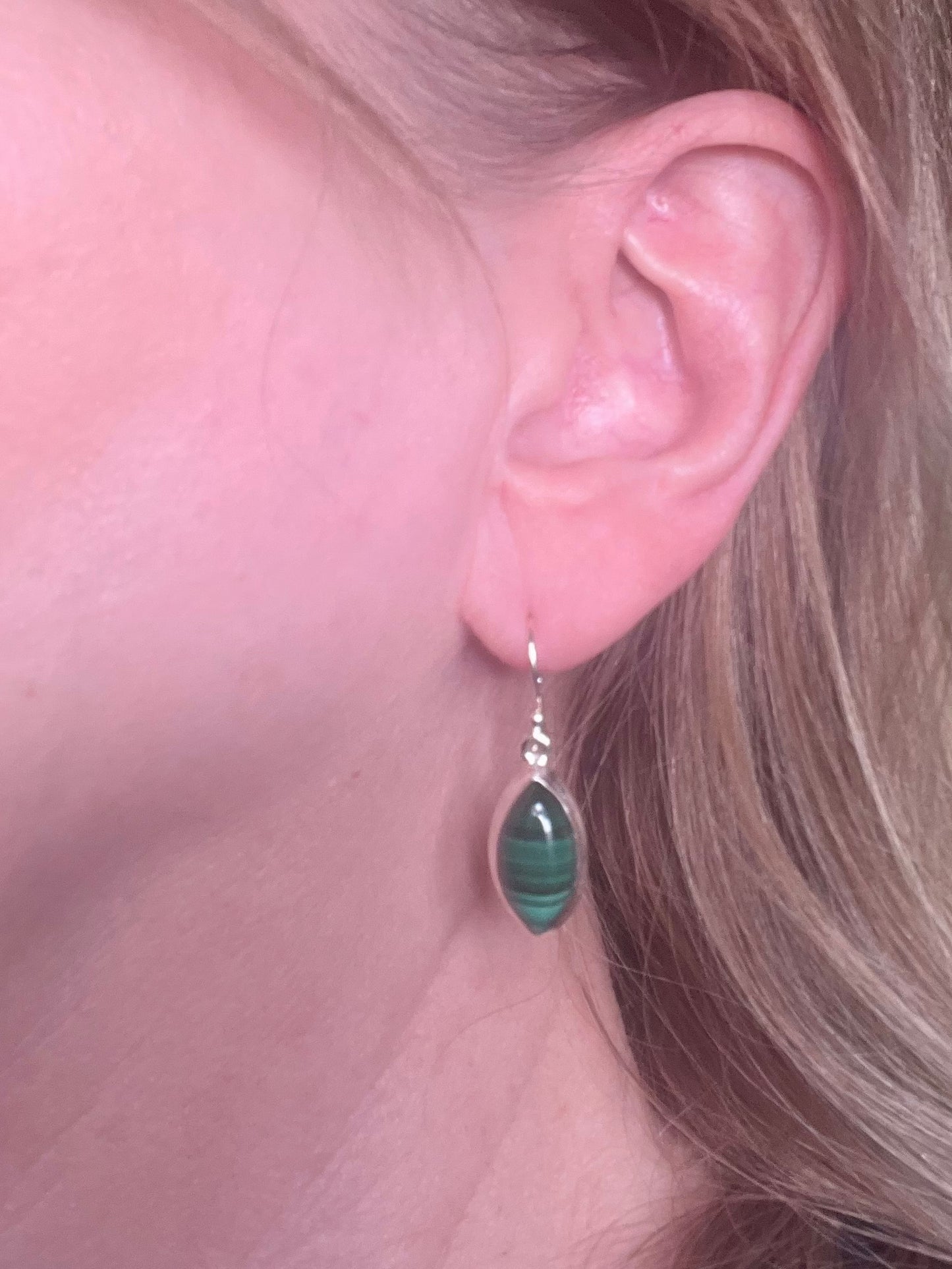 Handcrafted Sterling Silver Malachite Earrings - Jade Bear Gems 