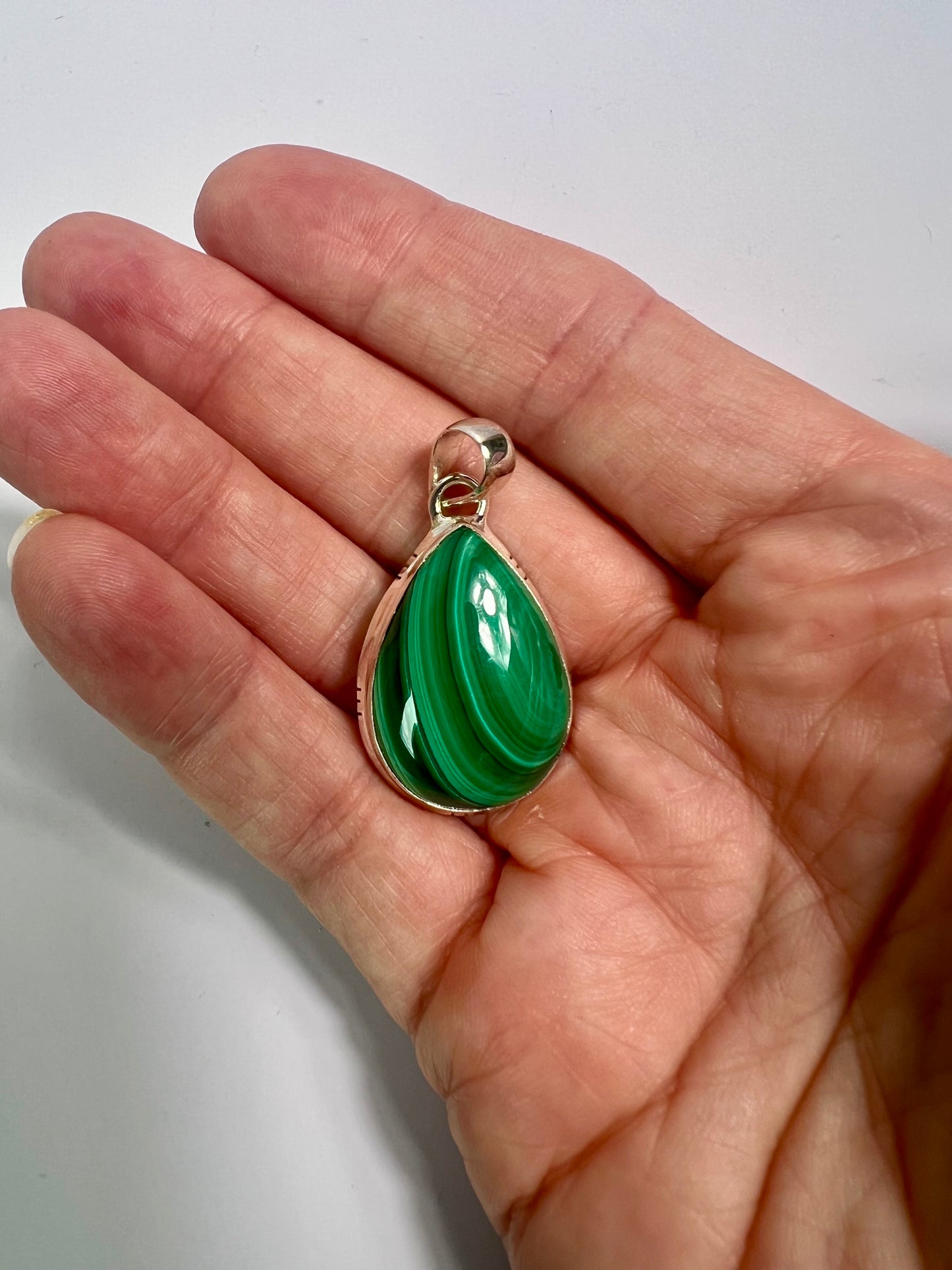 Malachite Sterling Silver Pendant: Natural Gemstone Jewelry