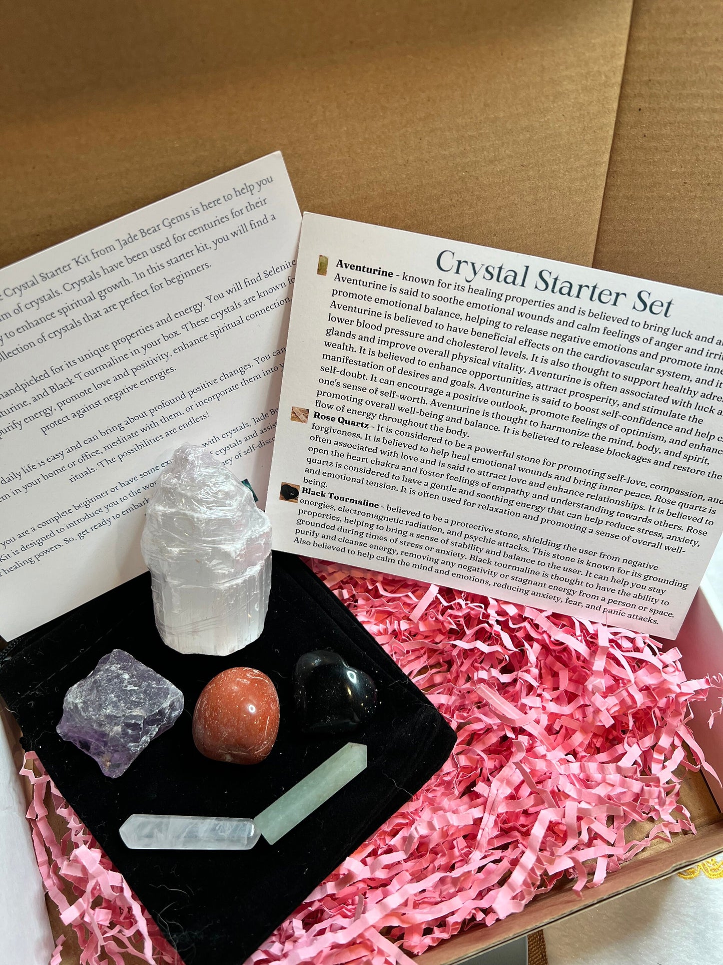 Beginner Crystal Set, 6 Crystals Starter Kit with Crystals, Starter Crystals Set, Selenite Tower Stones, Great Gift - Jade Bear Gems 