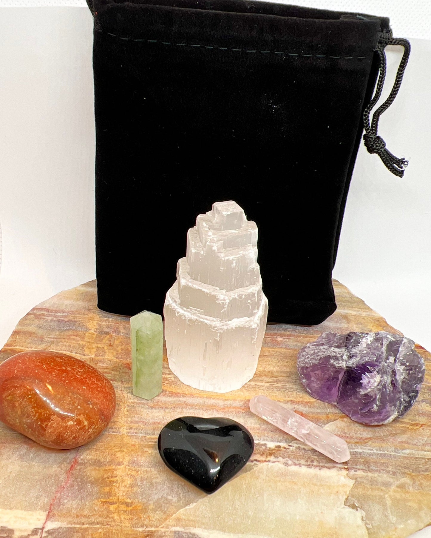 Beginner Crystal Set, 6 Crystals Starter Kit with Crystals, Starter Crystals Set, Selenite Tower Stones, Great Gift - Jade Bear Gems 