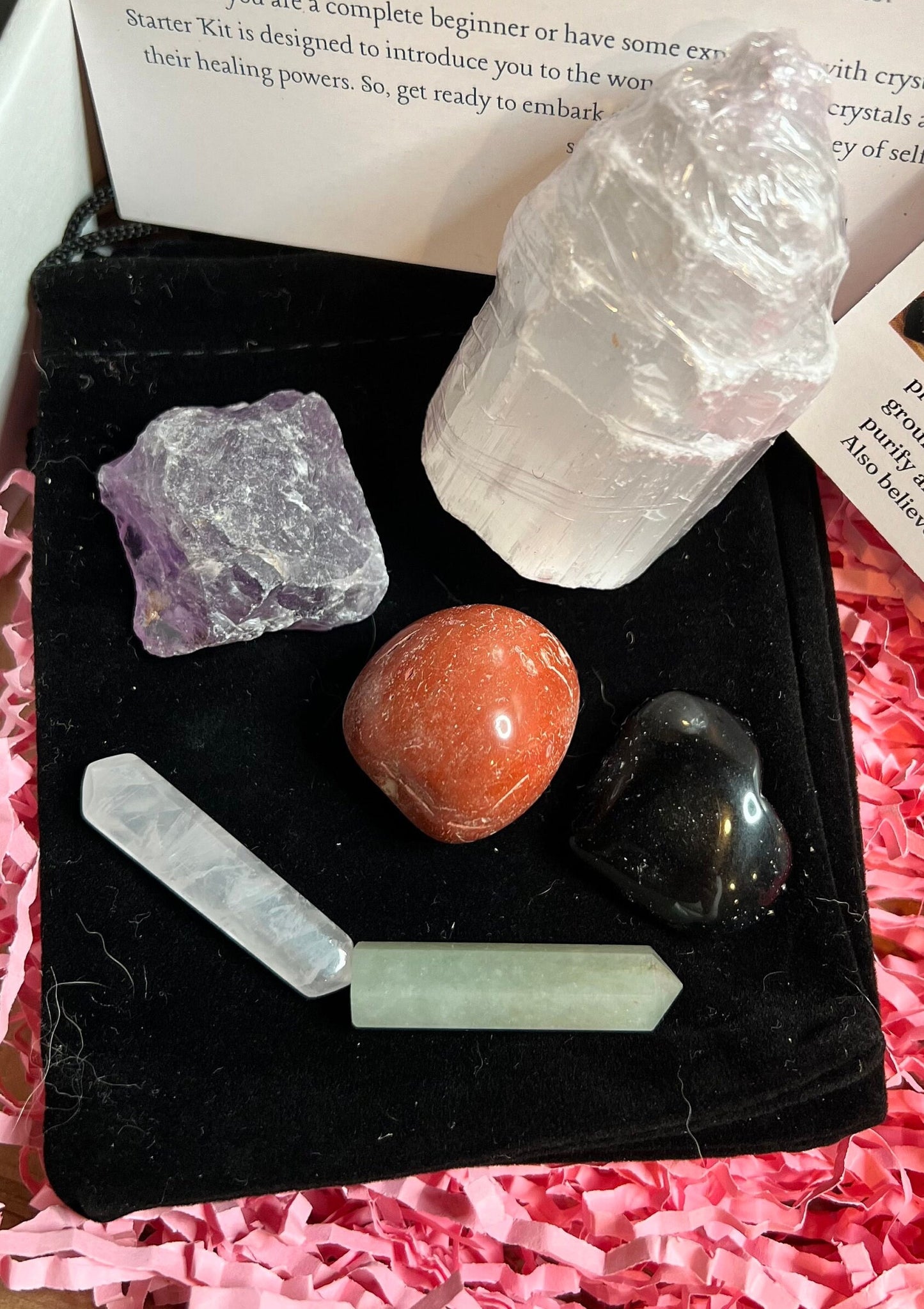 Beginner Crystal Set, 6 Crystals Starter Kit with Crystals, Starter Crystals Set, Selenite Tower Stones, Great Gift - Jade Bear Gems 